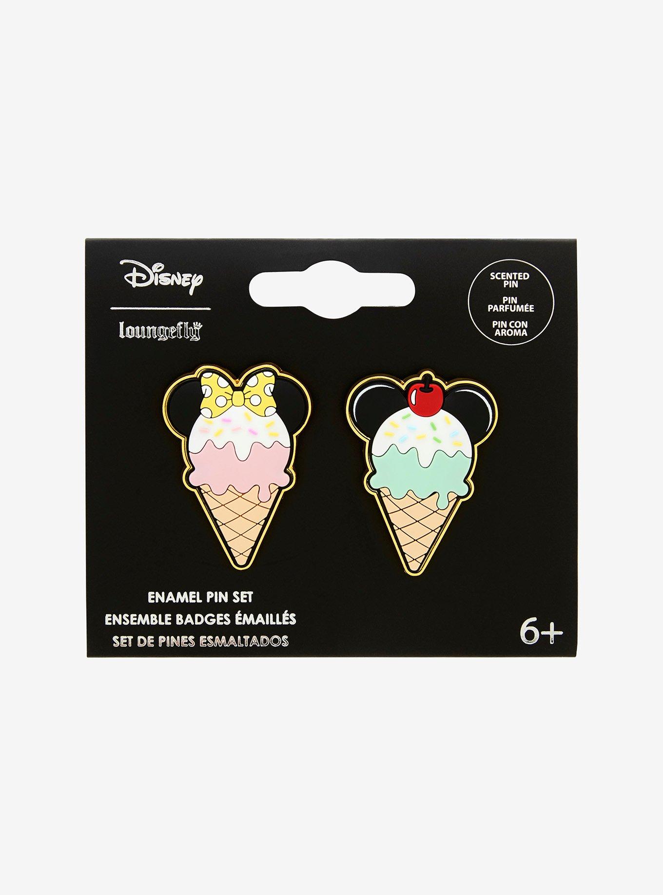 Loungefly Disney Mickey & Minnie Ice Cream Cone Scented Enamel Pin Set, , hi-res