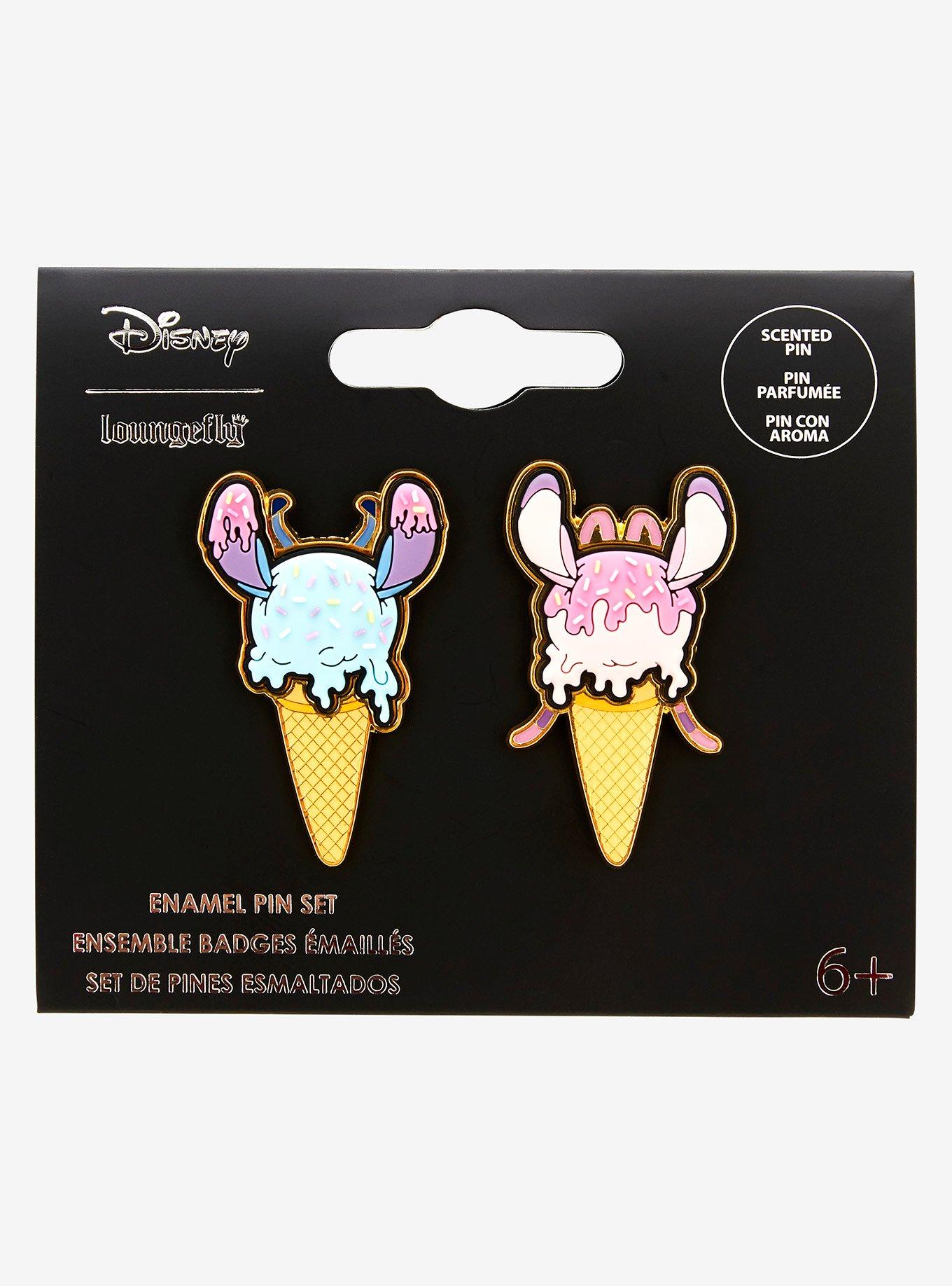 Loungefly Disney Lilo & Stitch Angel & Stitch Ice Cream Cone Scented Enamel Pin Set, , hi-res