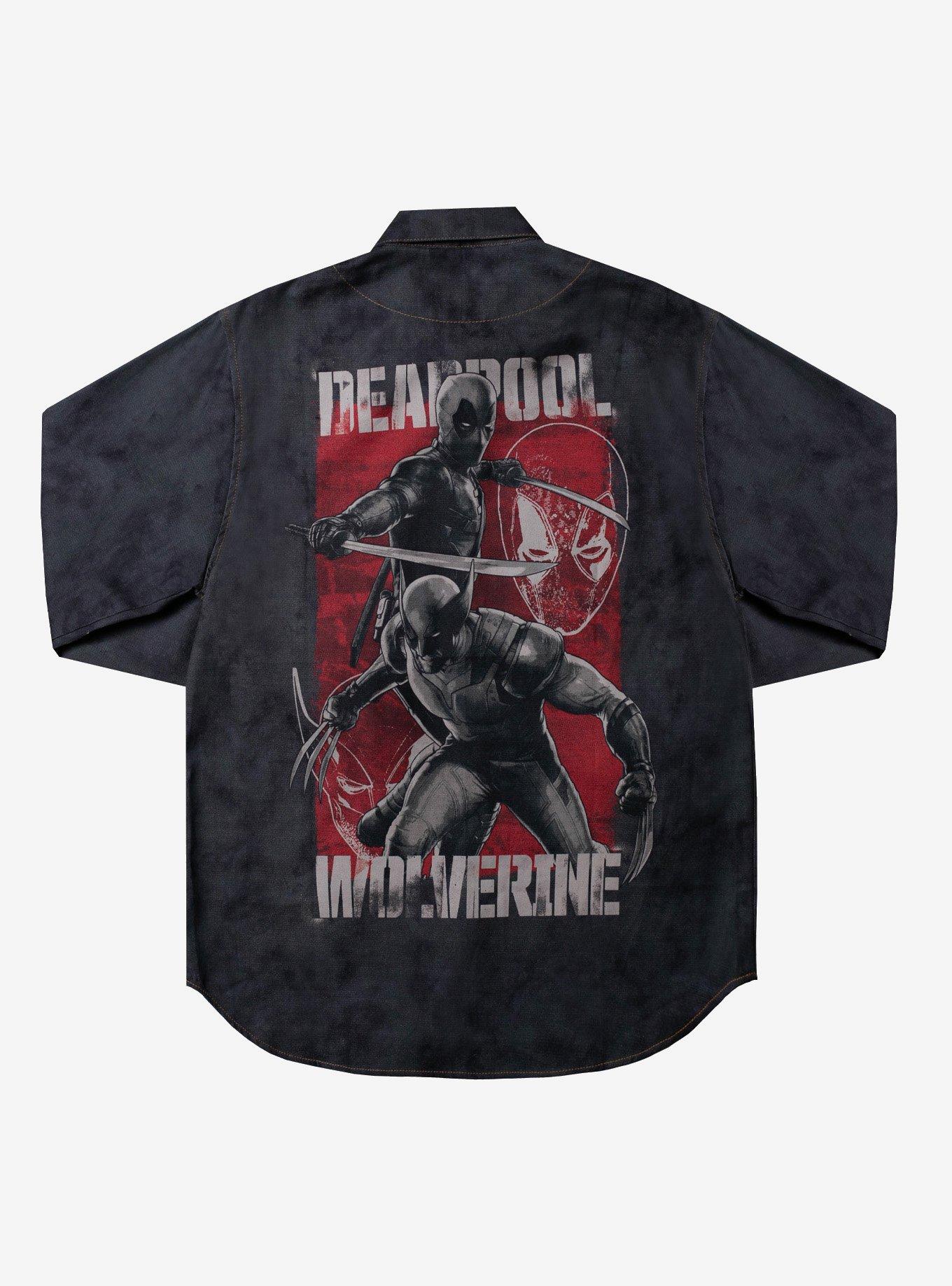 Marvel Deadpool & Wolverine Button-Up Shirt, DENIM, alternate