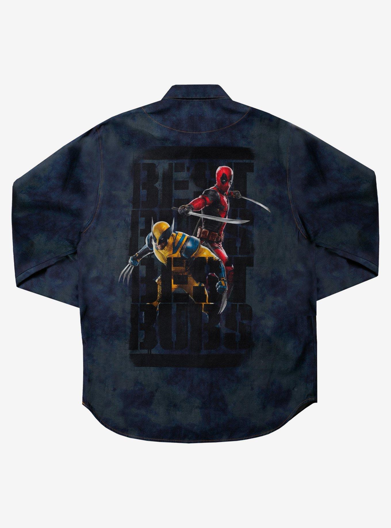 Marvel Deadpool & Wolverine Navy Button-Up Shirt, DENIM  NAVY, alternate