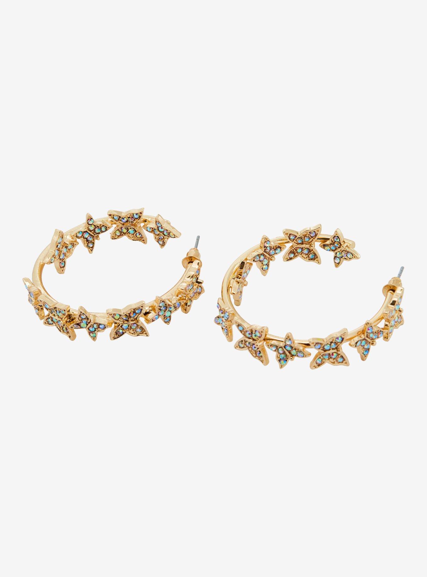 Thorn & Fable Jeweled Butterfly Hoops, , alternate