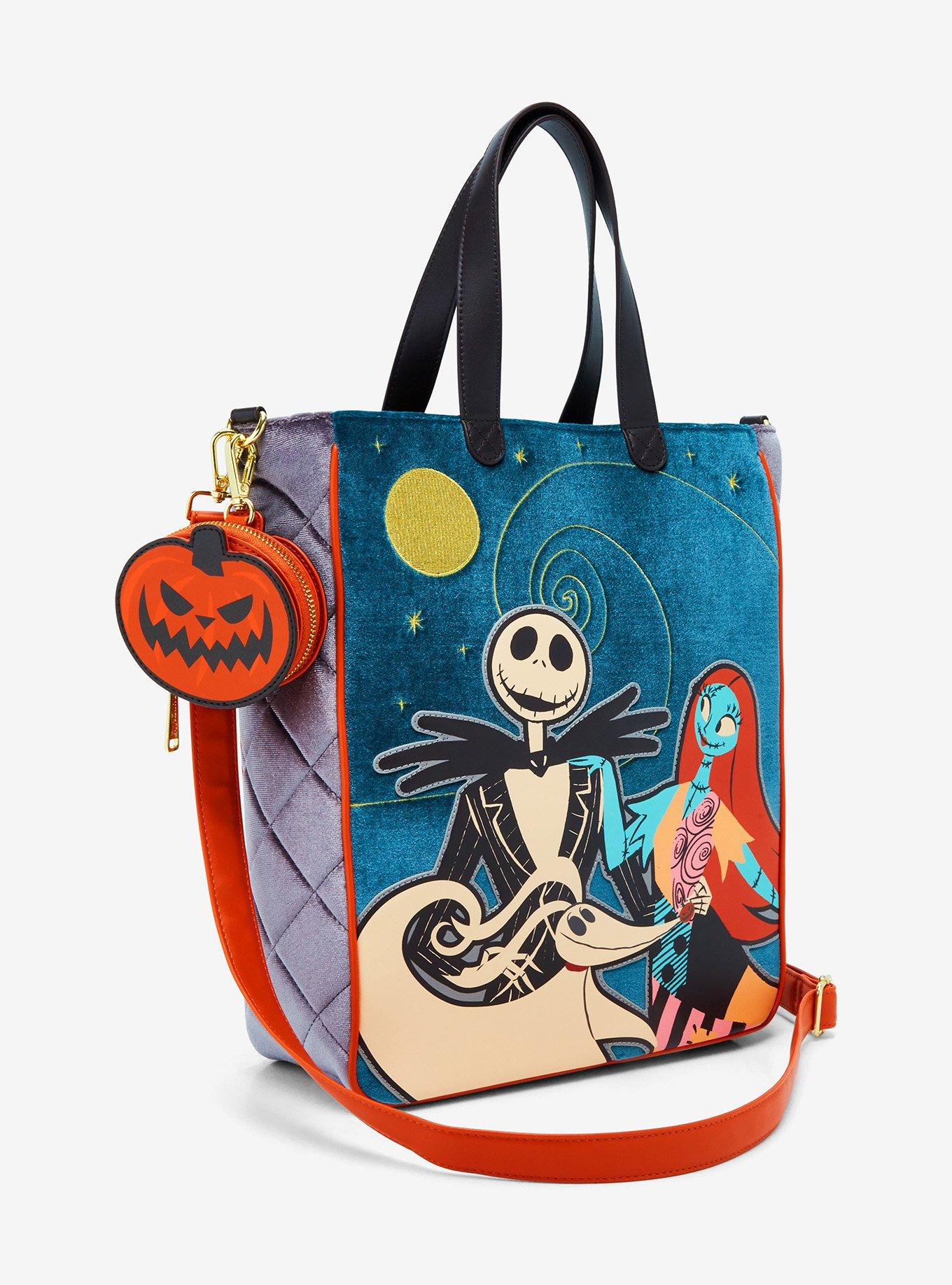 Loungefly Disney The Nightmare Before Christmas Jack & Sally Velvet Tote — BoxLunch Exclusive, , hi-res