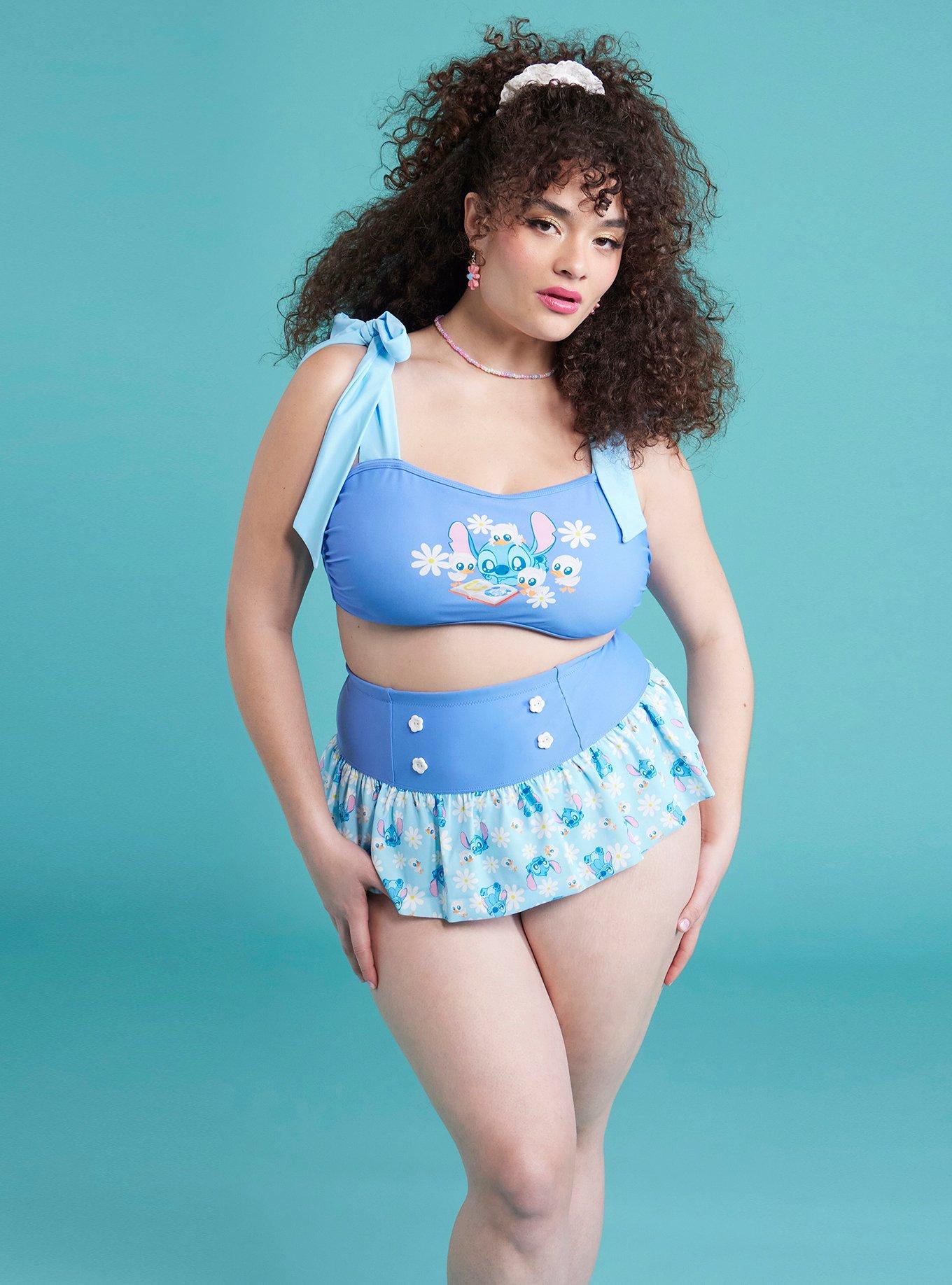 Disney Stitch & Ducks Floral Swim Top Plus Size