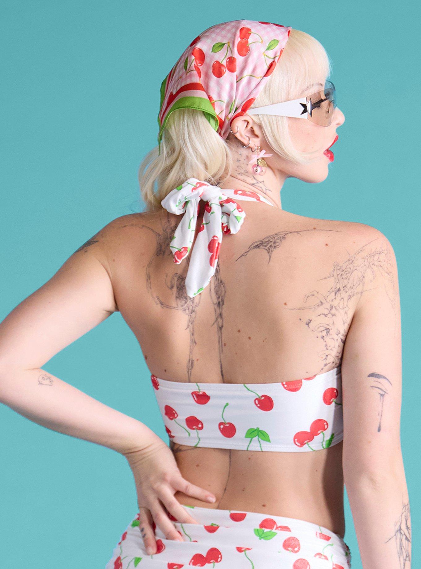 Cherry Shimmer Halter Swim Top, MULTI, alternate