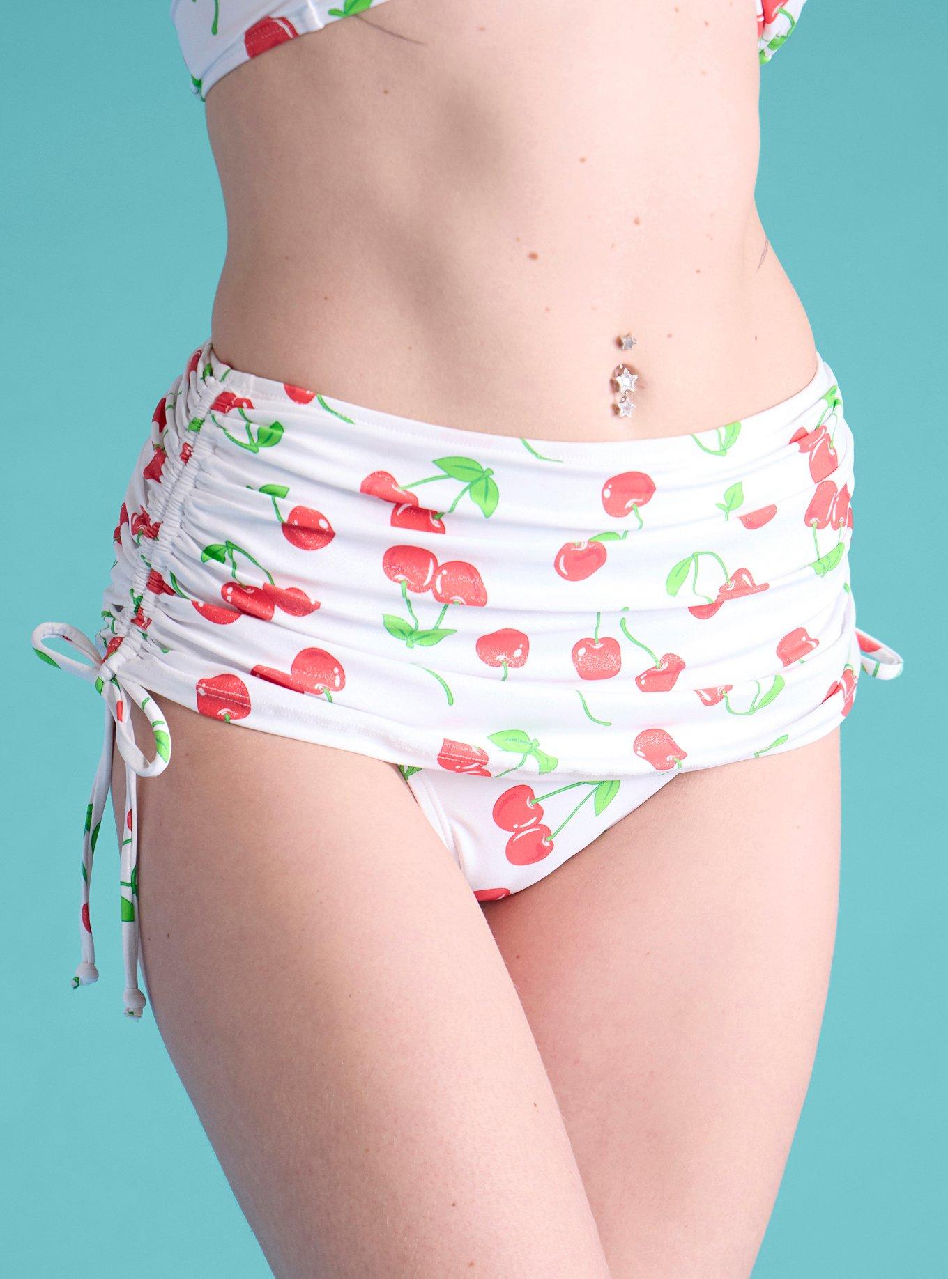 Cherry Shimmer Skirted Swim Bottoms, , hi-res