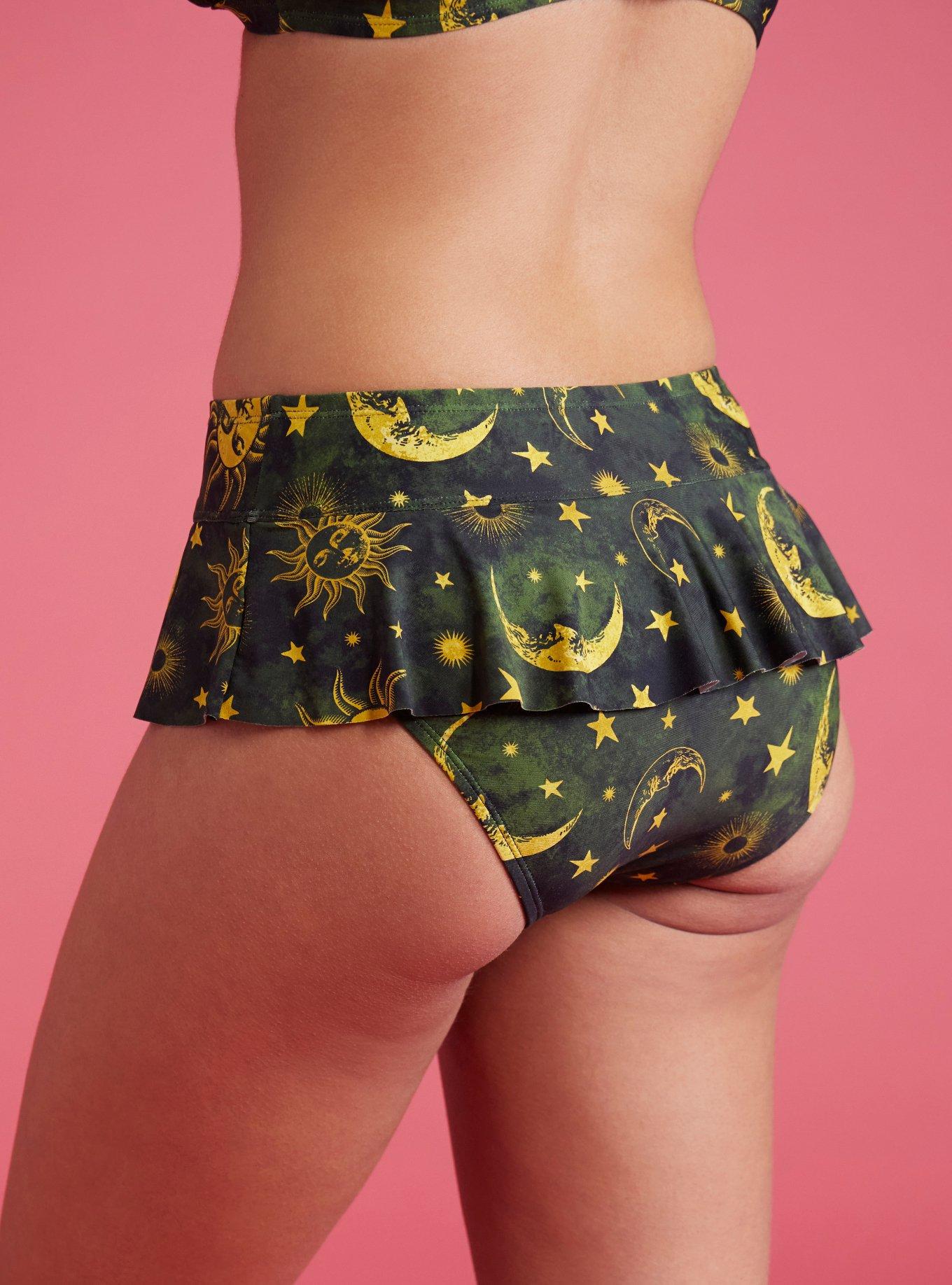 Green & Yellow Celestial Skirted Swim Bottoms, MULTI, alternate