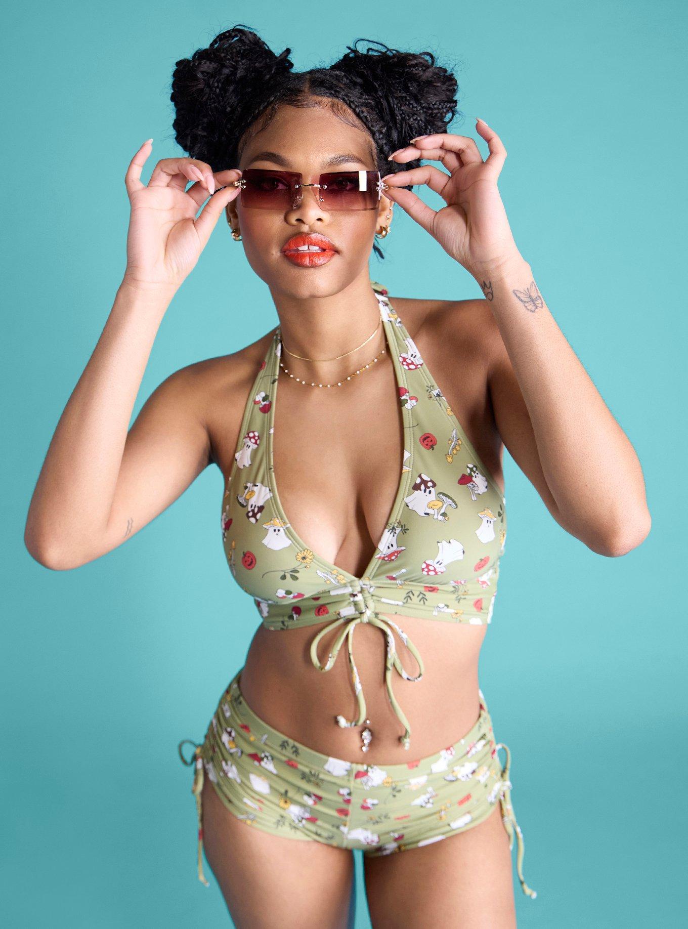 Mushroom Ghost Ruched Swim Bottoms, MULTI, alternate
