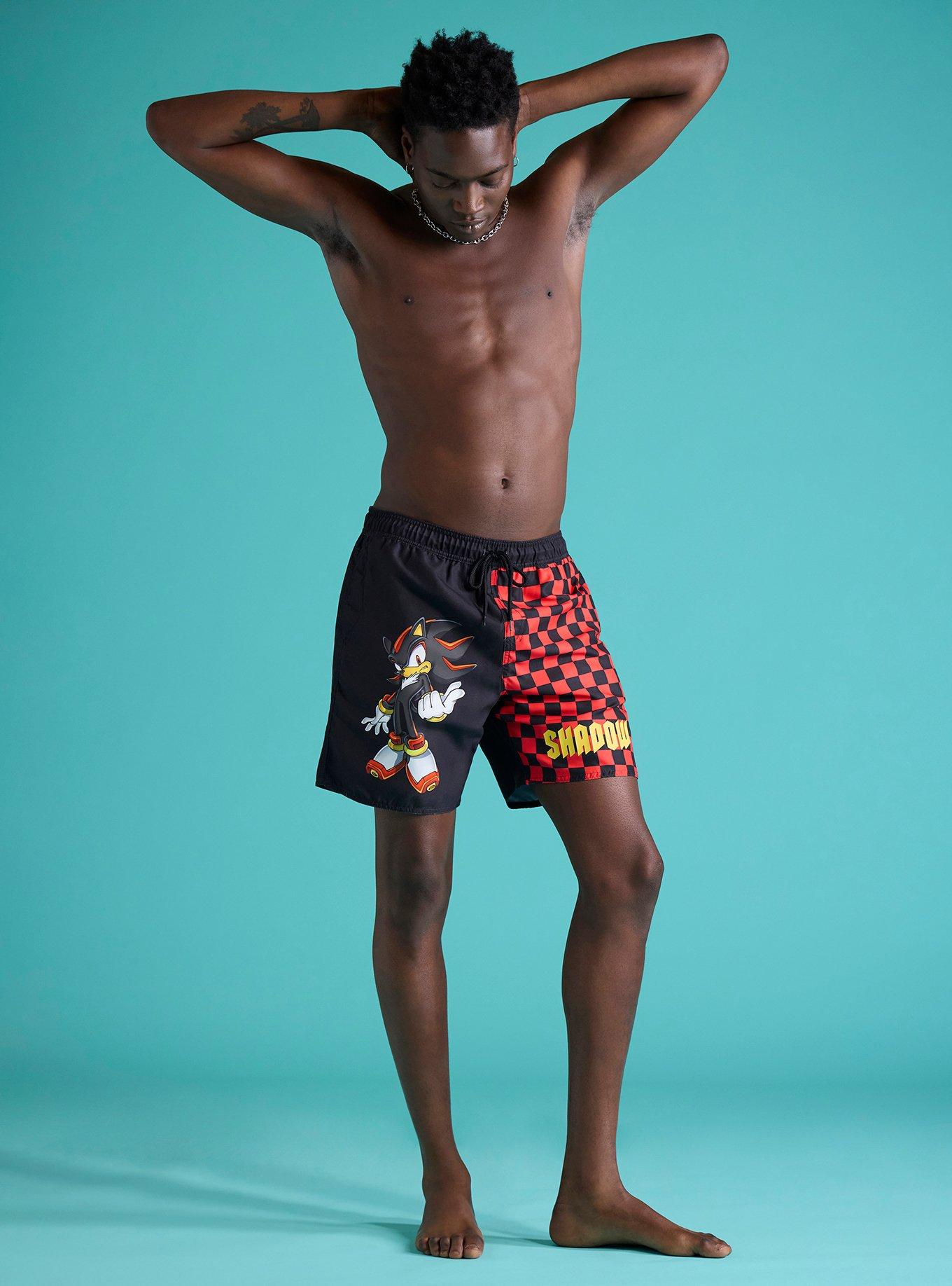 Sonic The Hedgehog Shadow Checker Split Swim Trunks, MULTI, alternate