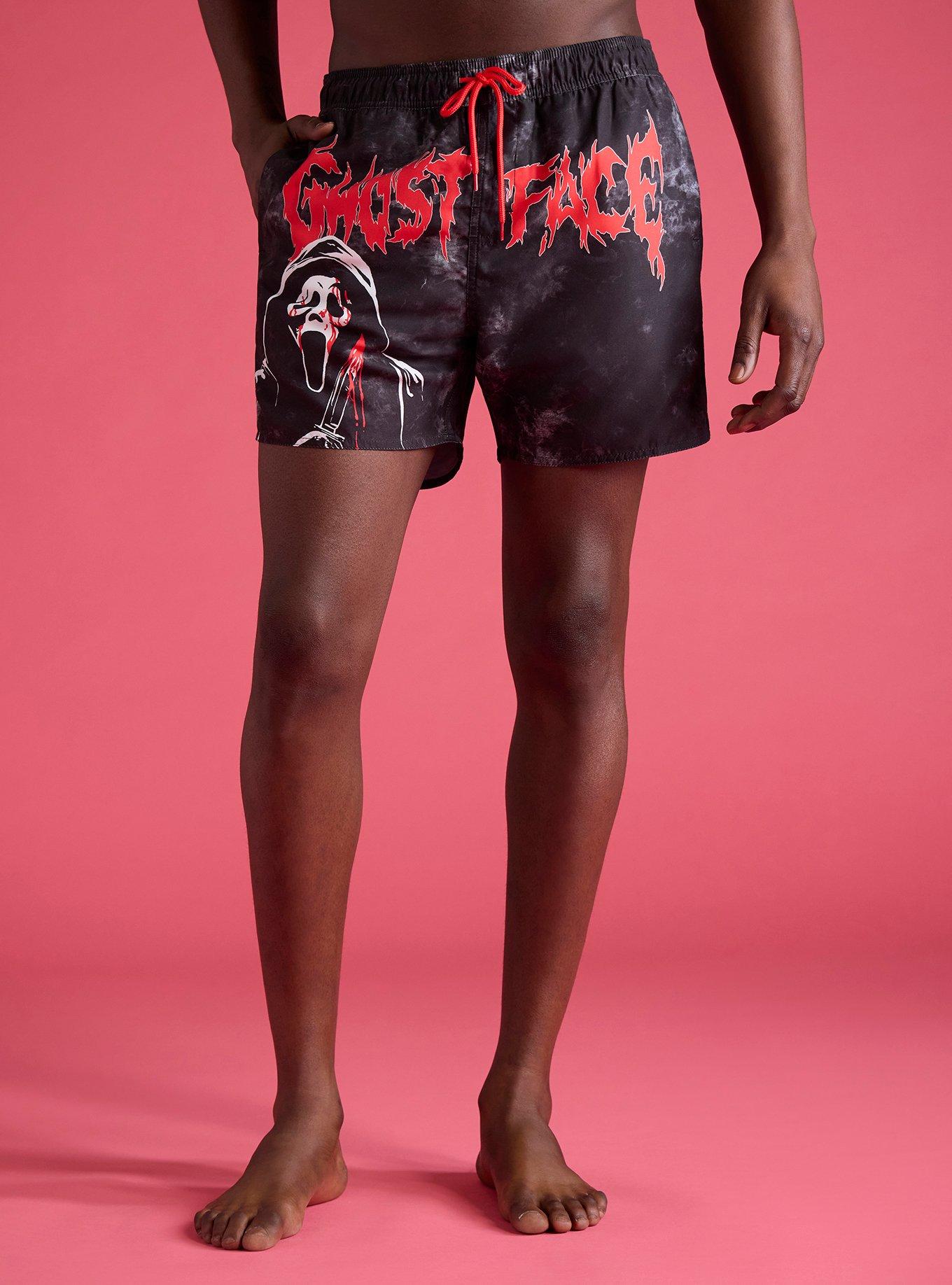 Ghost Face Dark Wash Swim Trunks, , hi-res