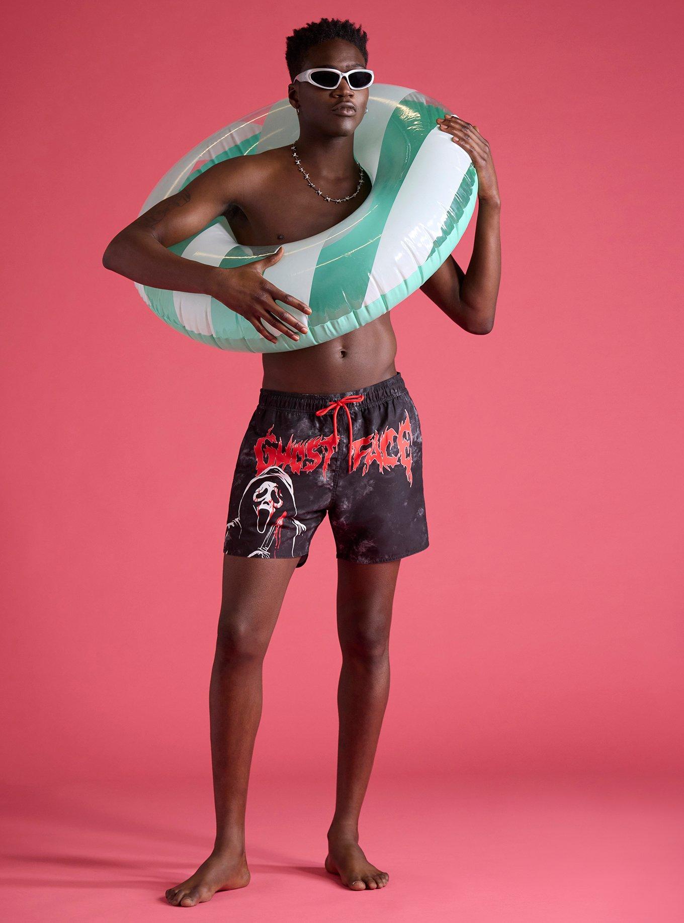 Ghost Face Dark Wash Swim Trunks, MULTI, alternate