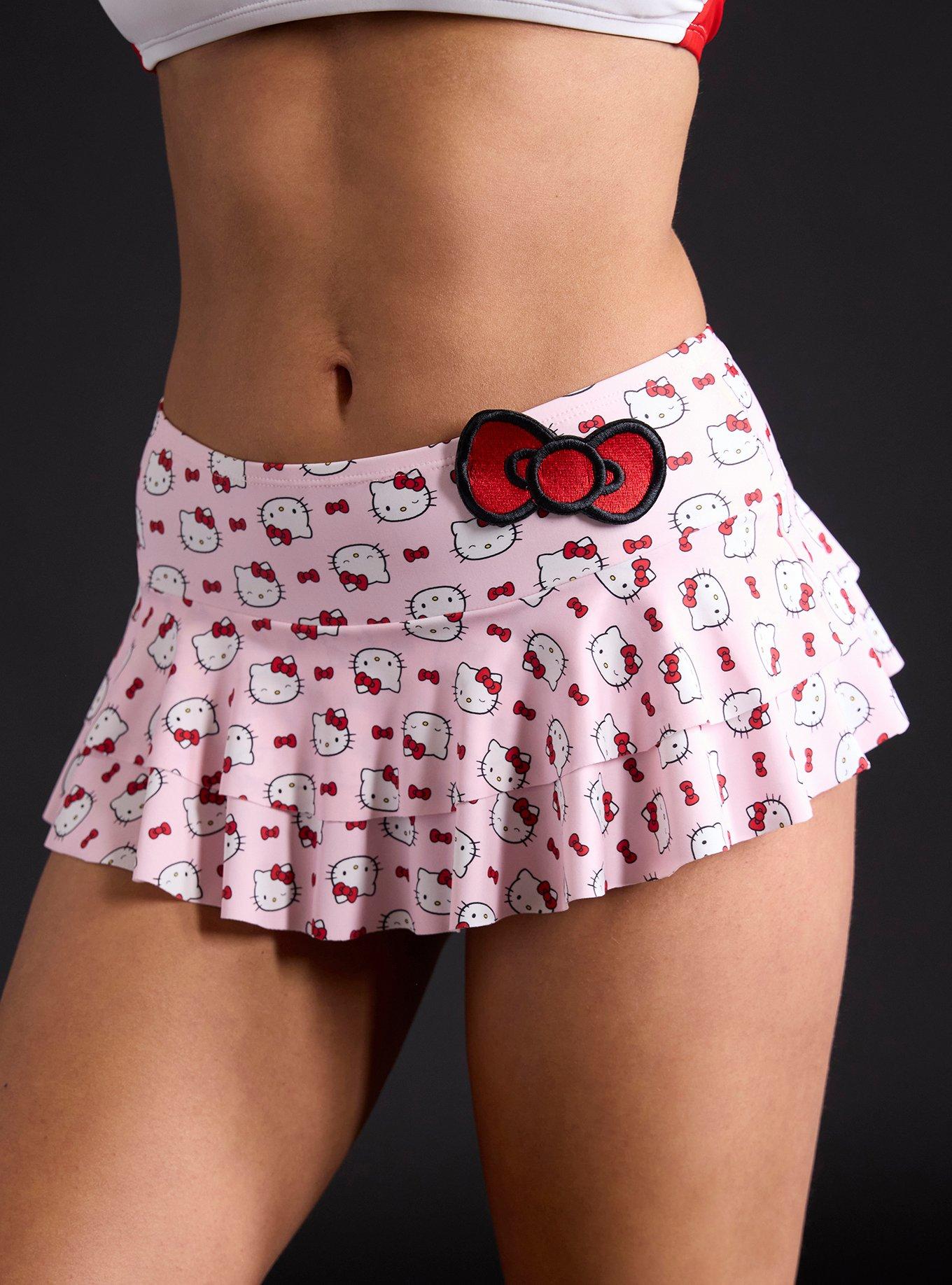 Hello Kitty Face & Bows Skirted Swim Bottoms, , hi-res