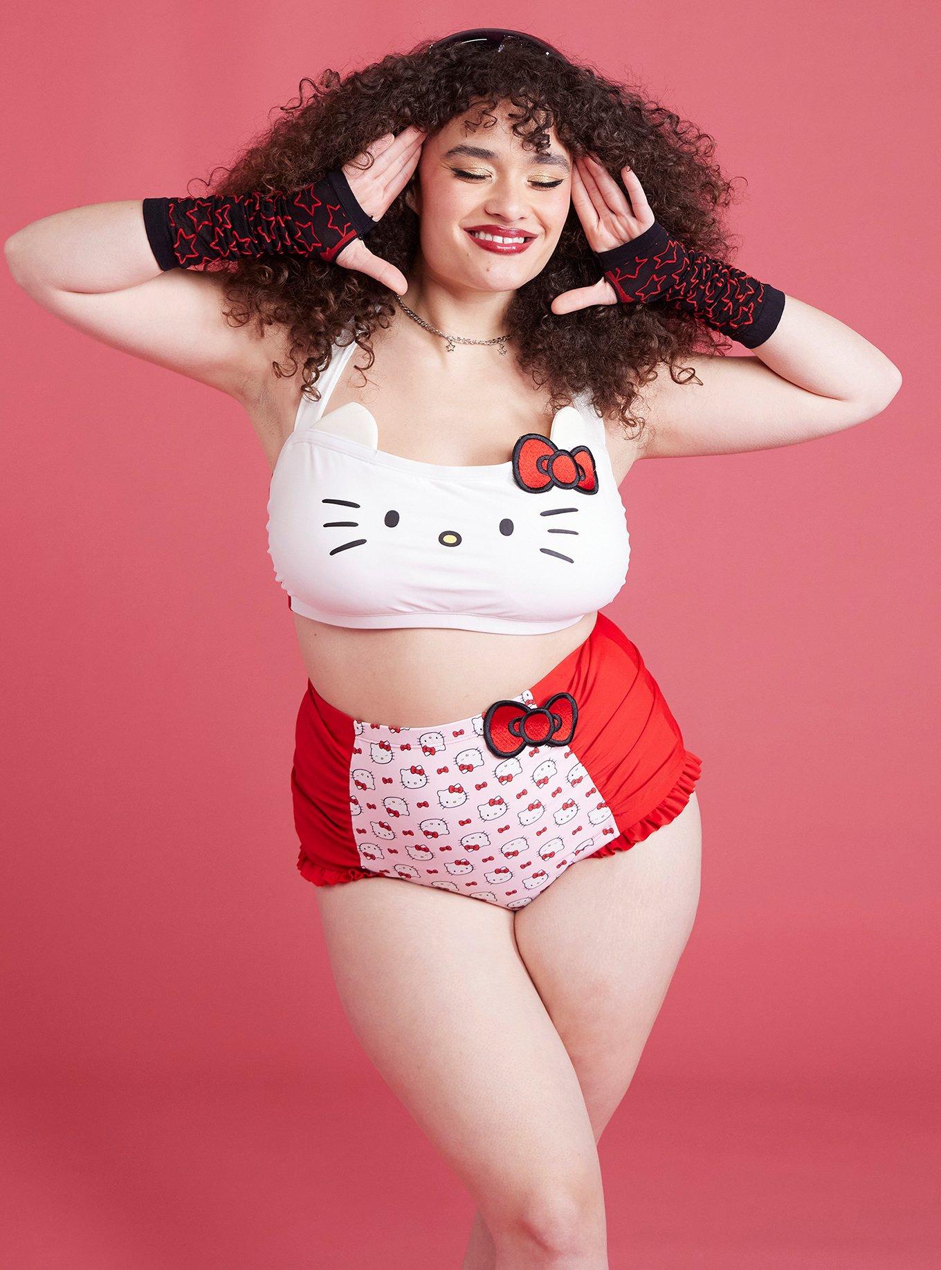 Hello Kitty Face Halter Swim Top Plus Size, , hi-res