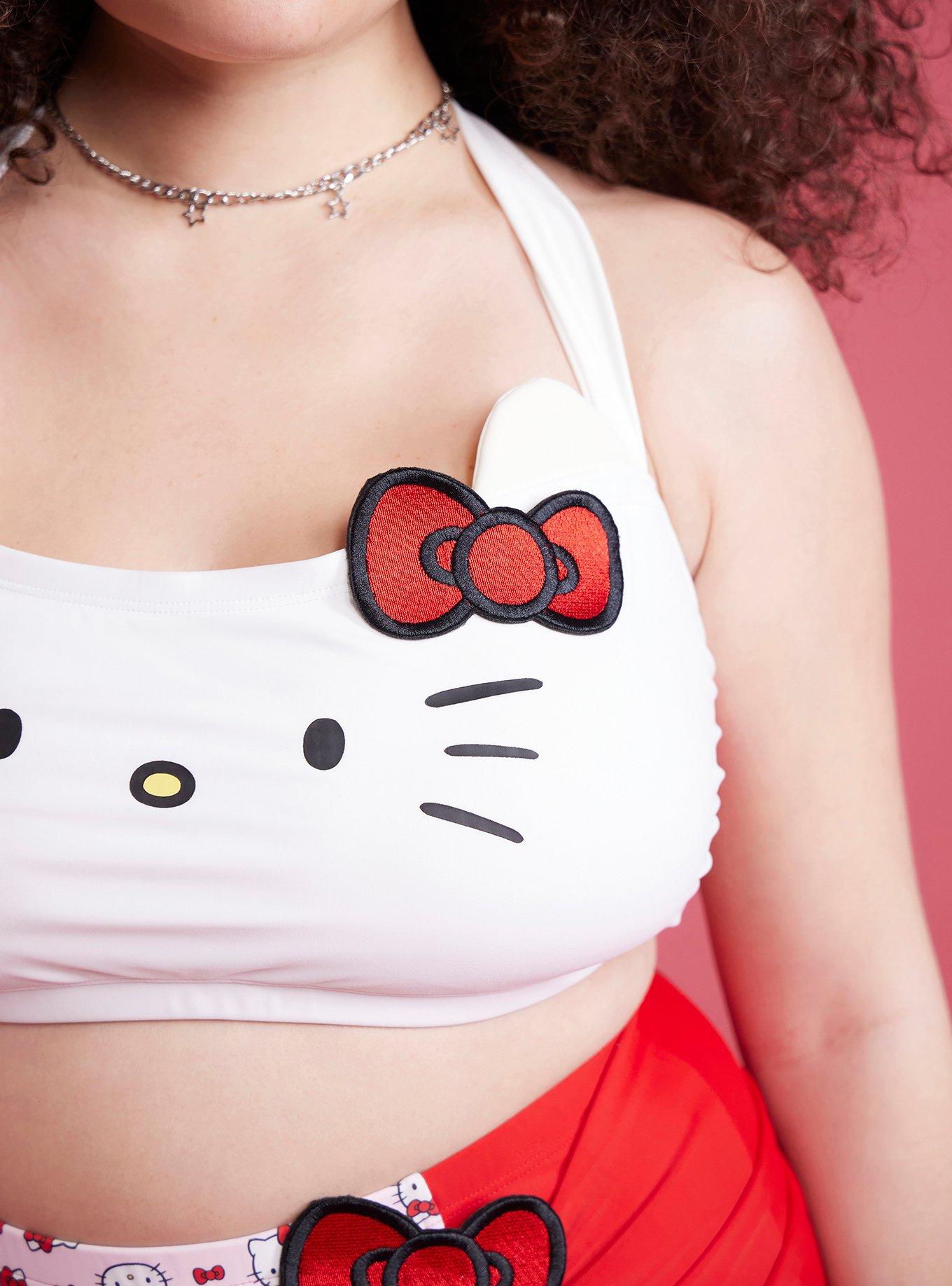 Hello Kitty Face Halter Swim Top Plus Size, MULTI, alternate