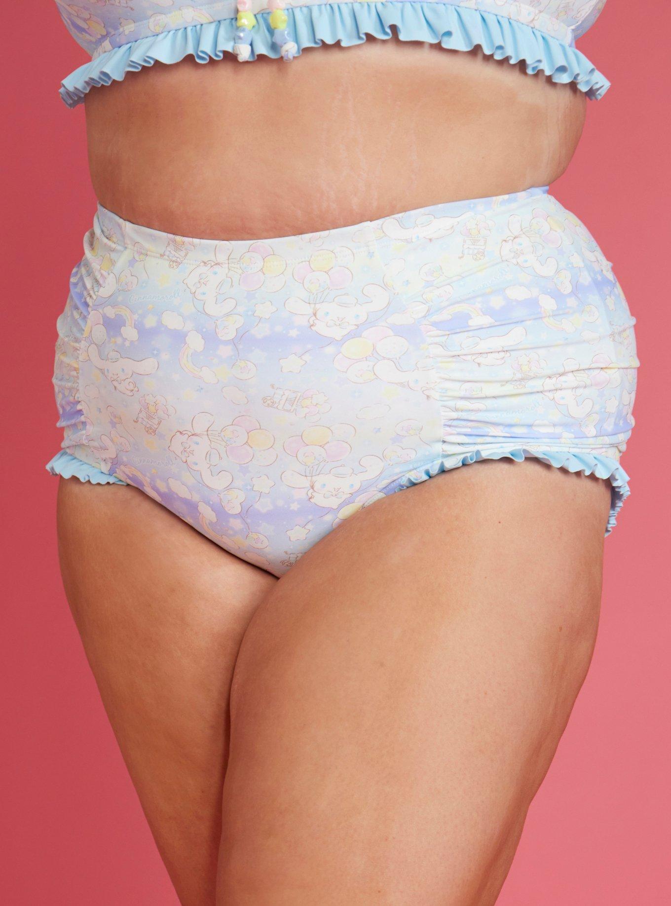 Cinnamoroll Balloons Ruffle High-Waisted Swim Bottoms Plus Size, , hi-res