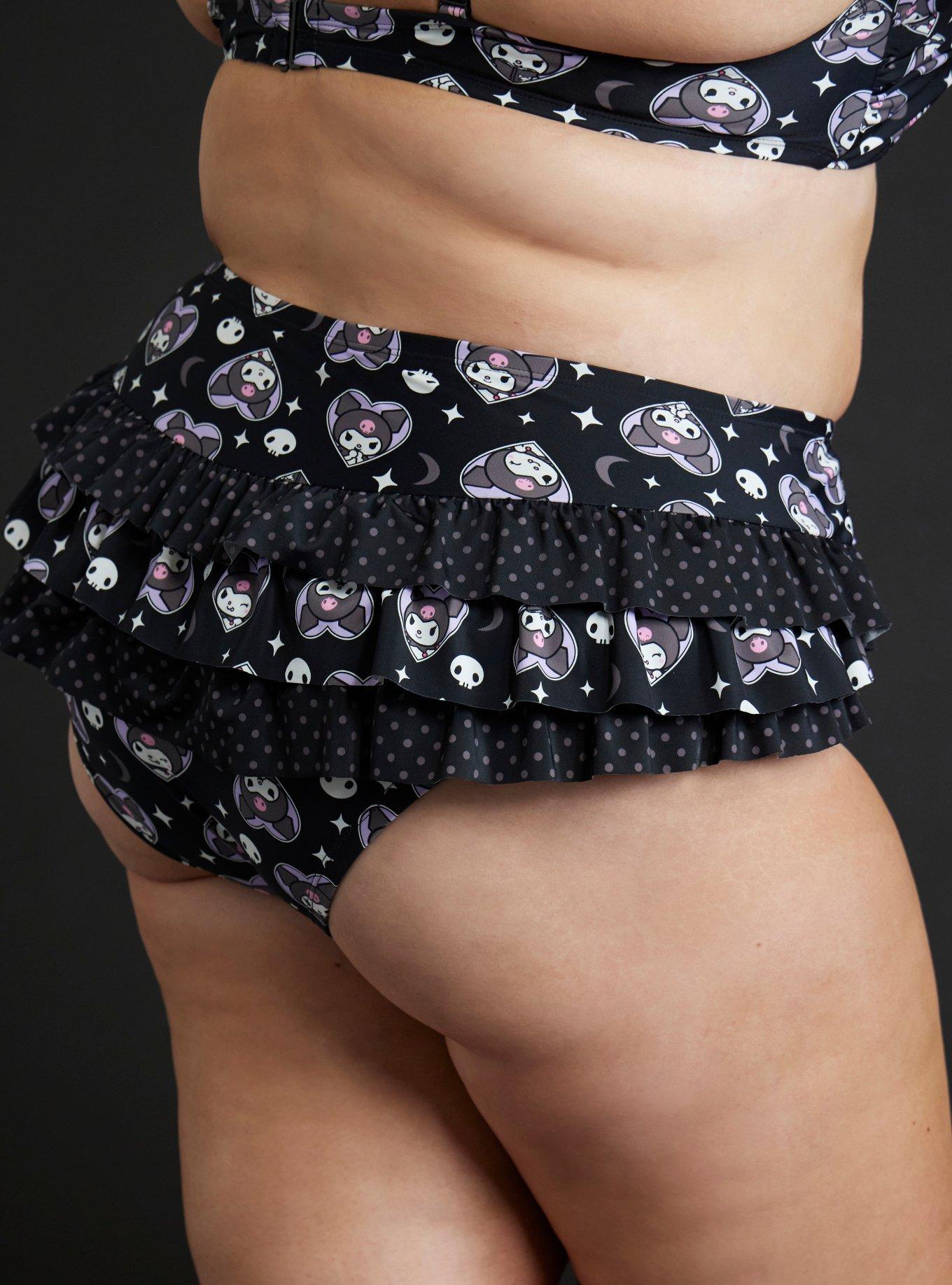 Kuromi Heart Ruffle Skirted Swim Bottoms Plus Size, MULTI, alternate