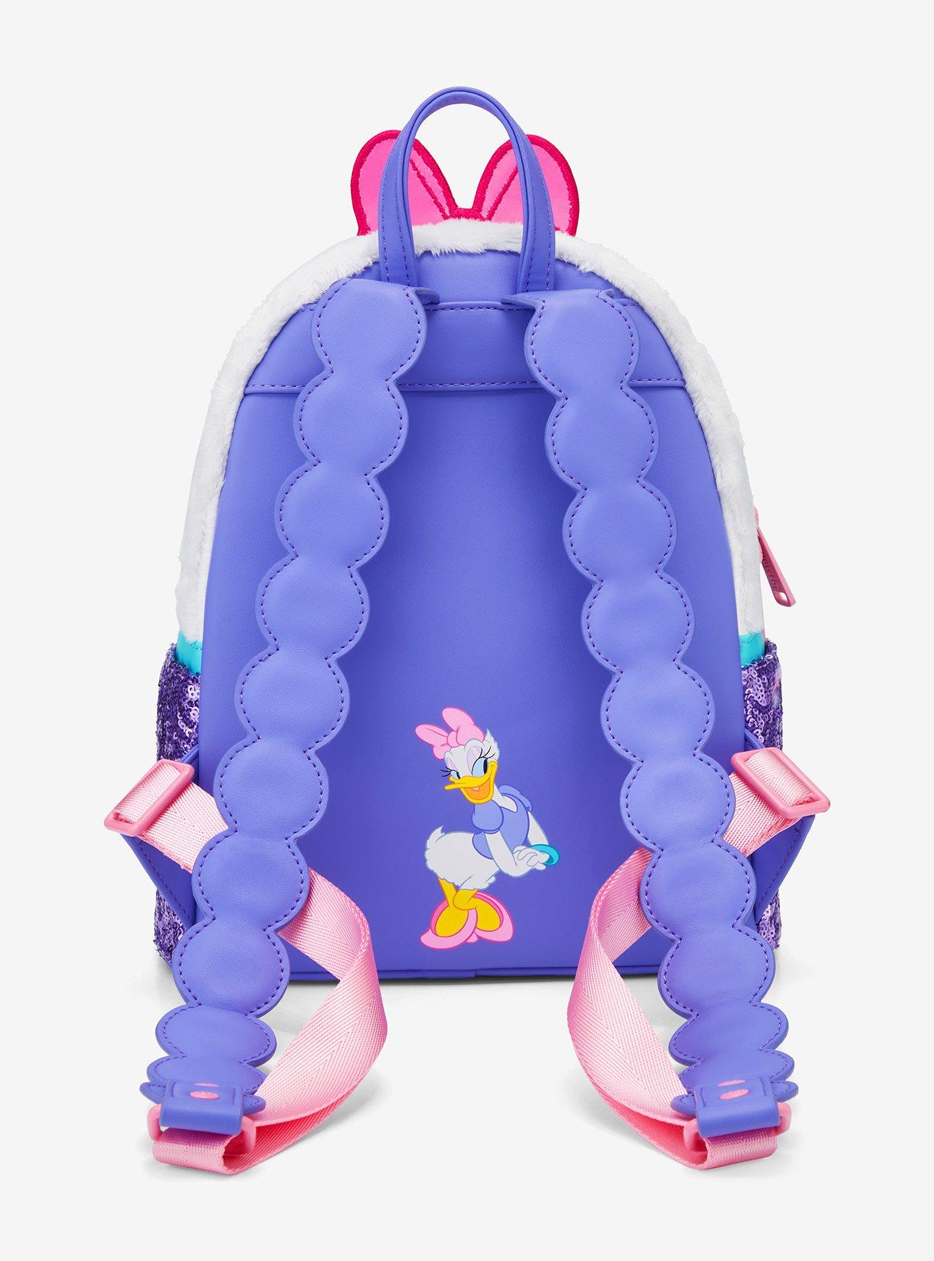 Loungefly Disney Daisy Duck 85th Anniversary Daisy Figural Sequin Mini Backpack, , alternate