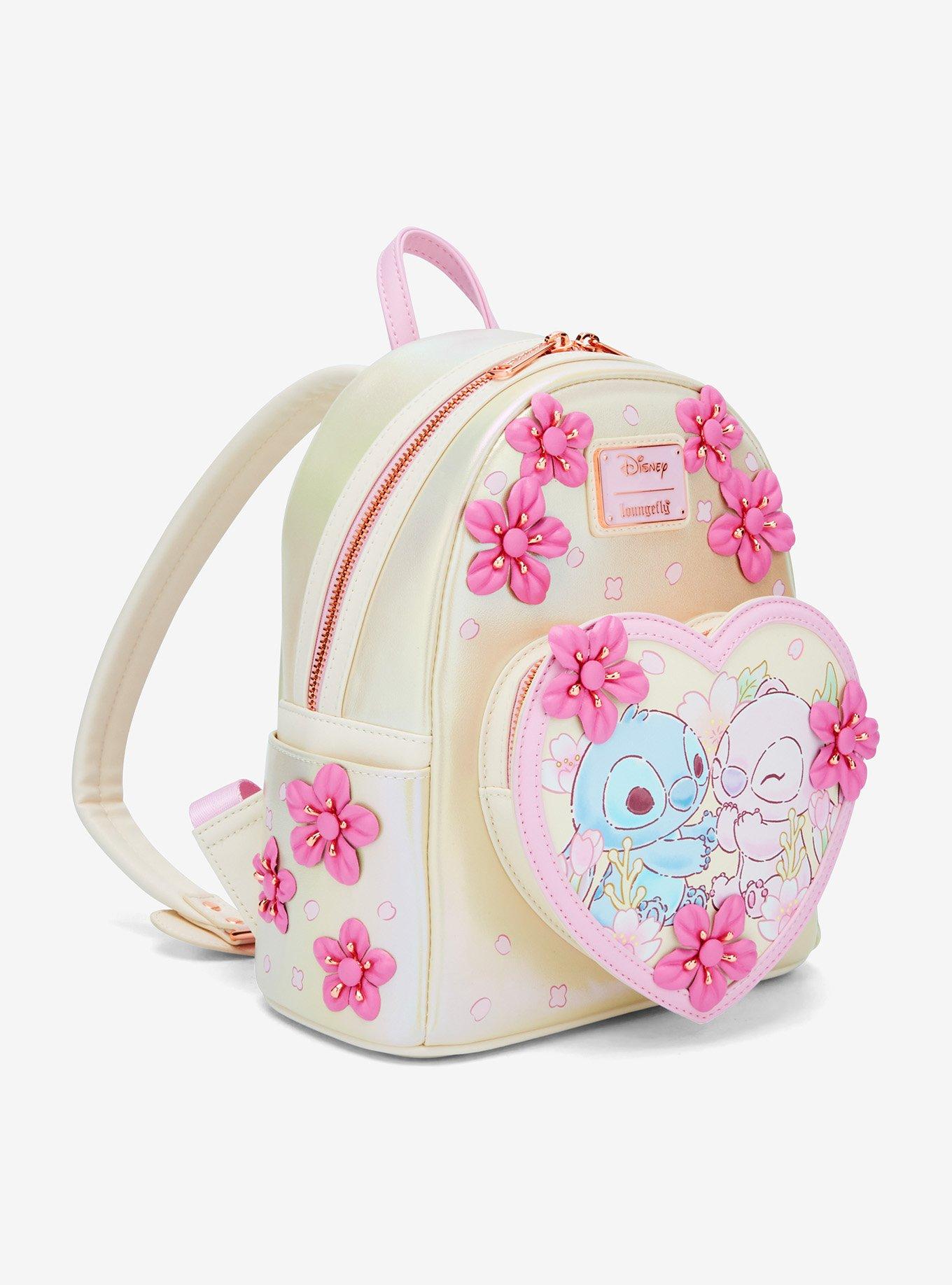 Loungefly Disney Stitch & Angel Pastel Cherry Blossoms Iridescent Mini Backpack, , hi-res