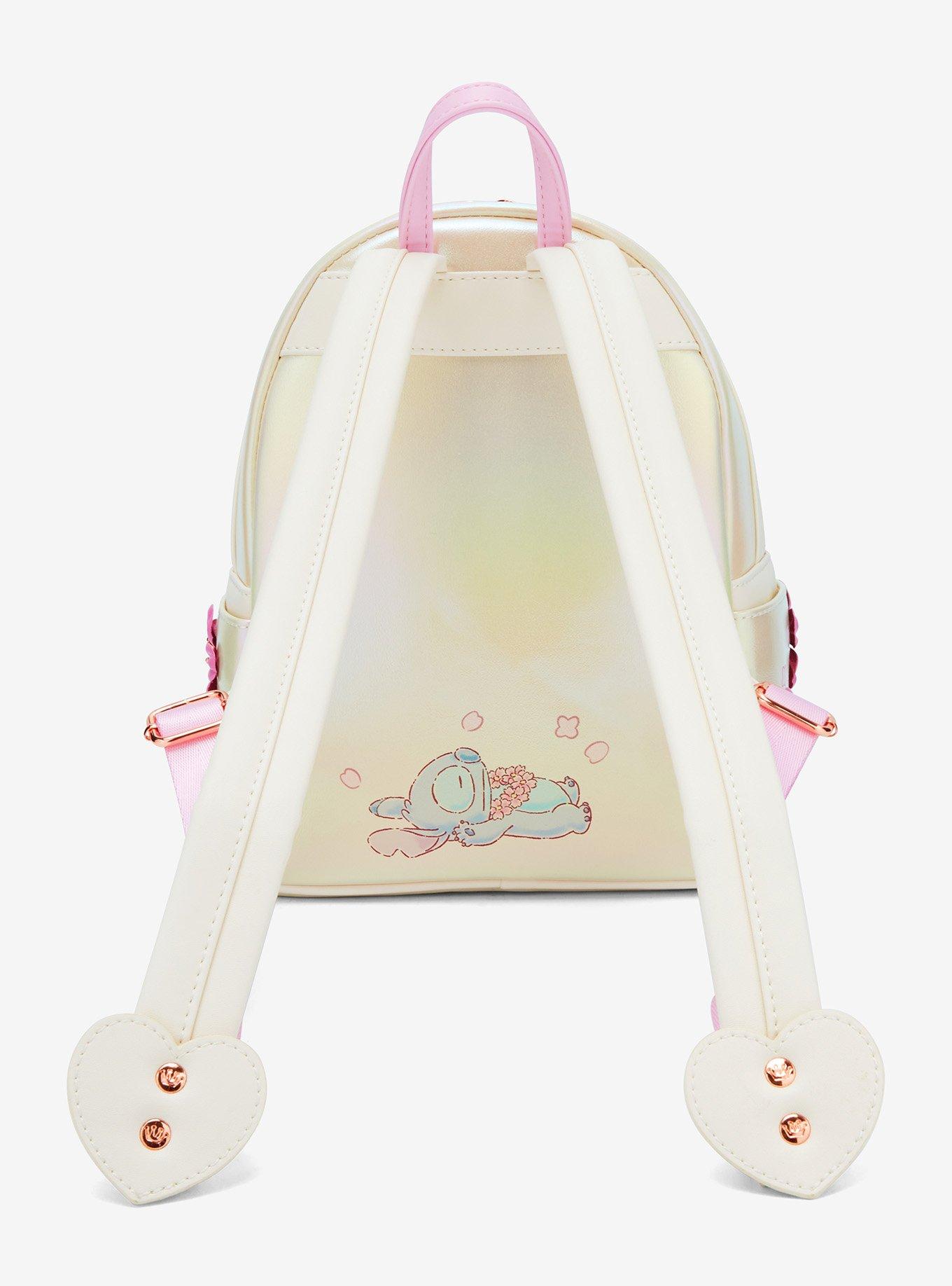 Loungefly Disney Stitch & Angel Pastel Cherry Blossoms Iridescent Mini Backpack, , alternate