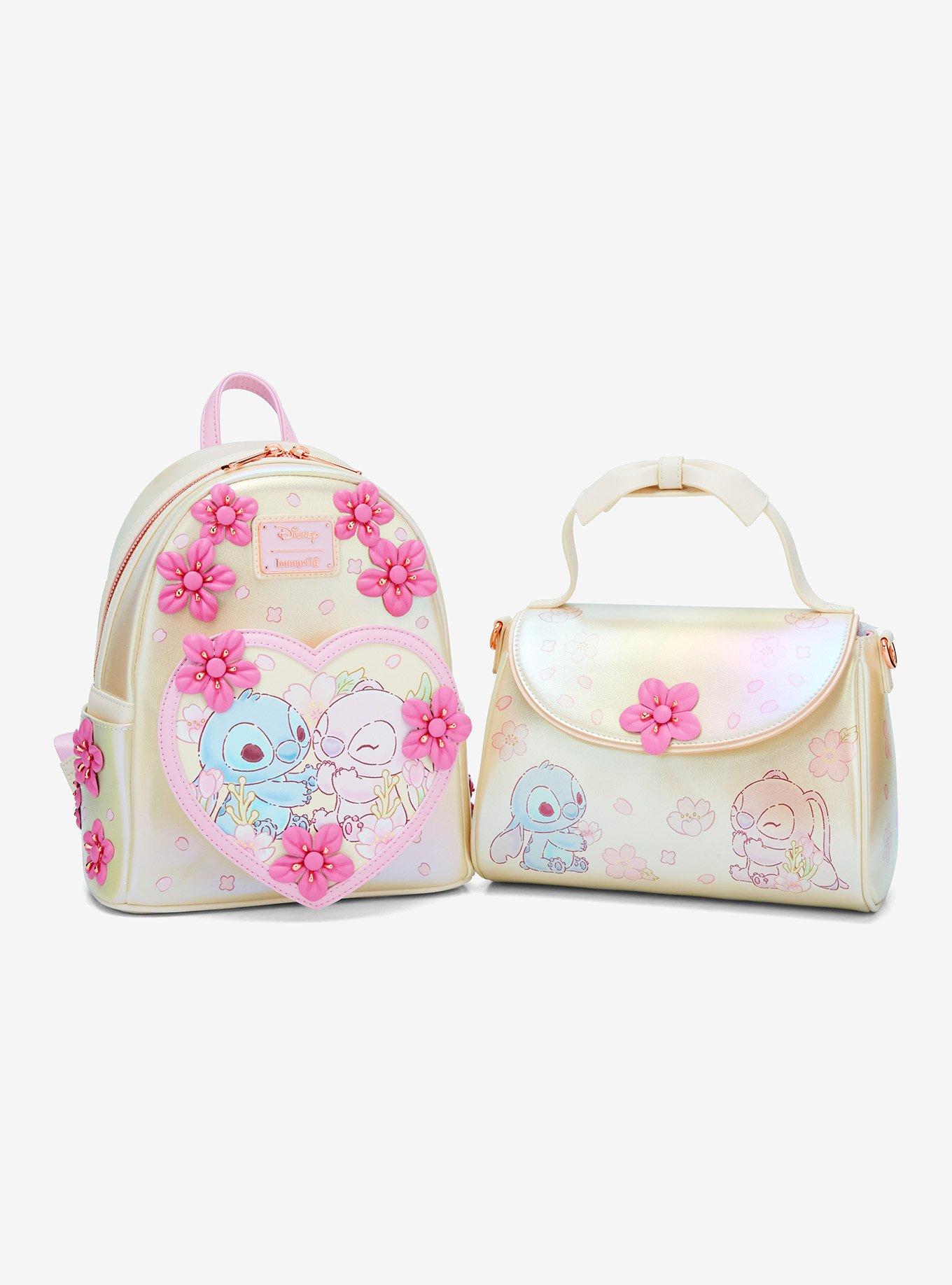 Loungefly Disney Stitch & Angel Pastel Cherry Blossoms Iridescent Mini Backpack, , alternate