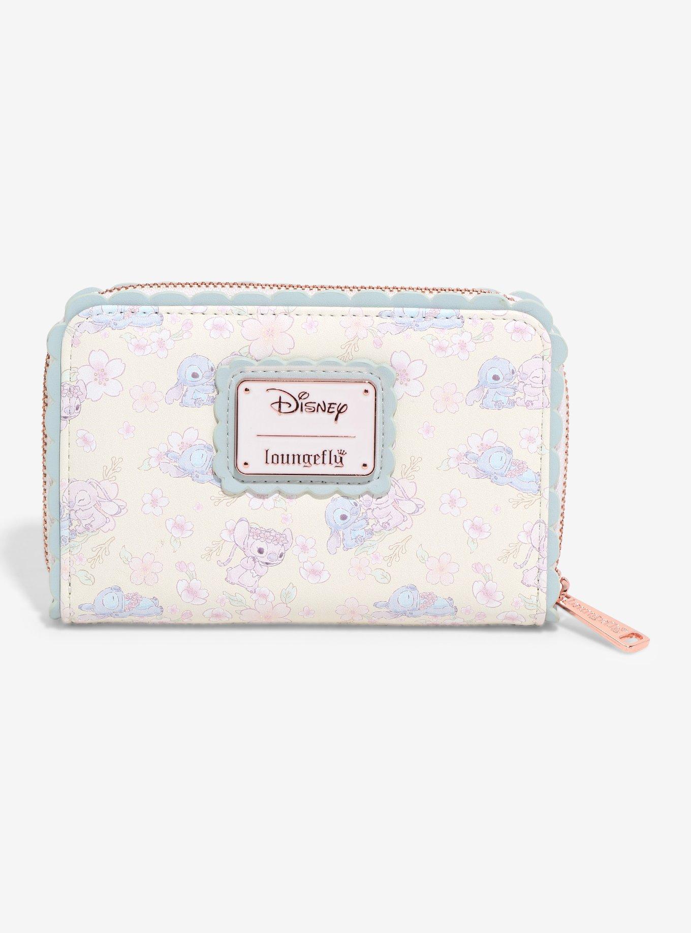 Loungefly Disney Stitch & Angel Pastel Cherry Blossoms Iridescent Zipper Wallet, , hi-res