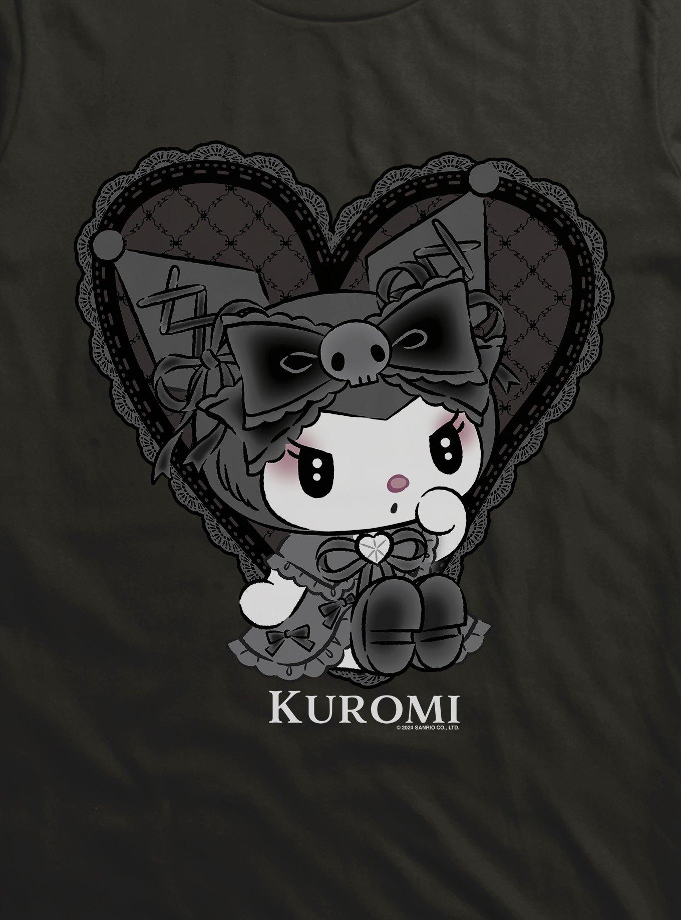 Kuromi Lacey Black Heart T-Shirt, , hi-res