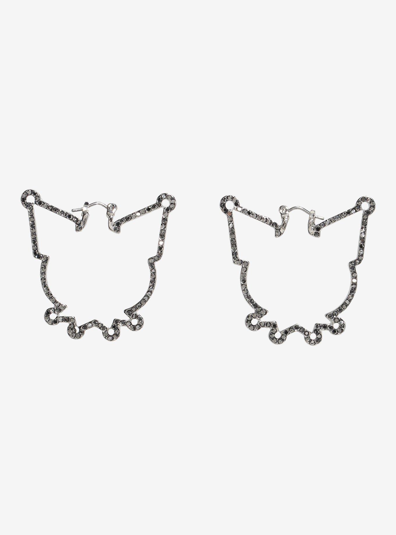 Kuromi Outline Bling Hoop Earrings, , alternate