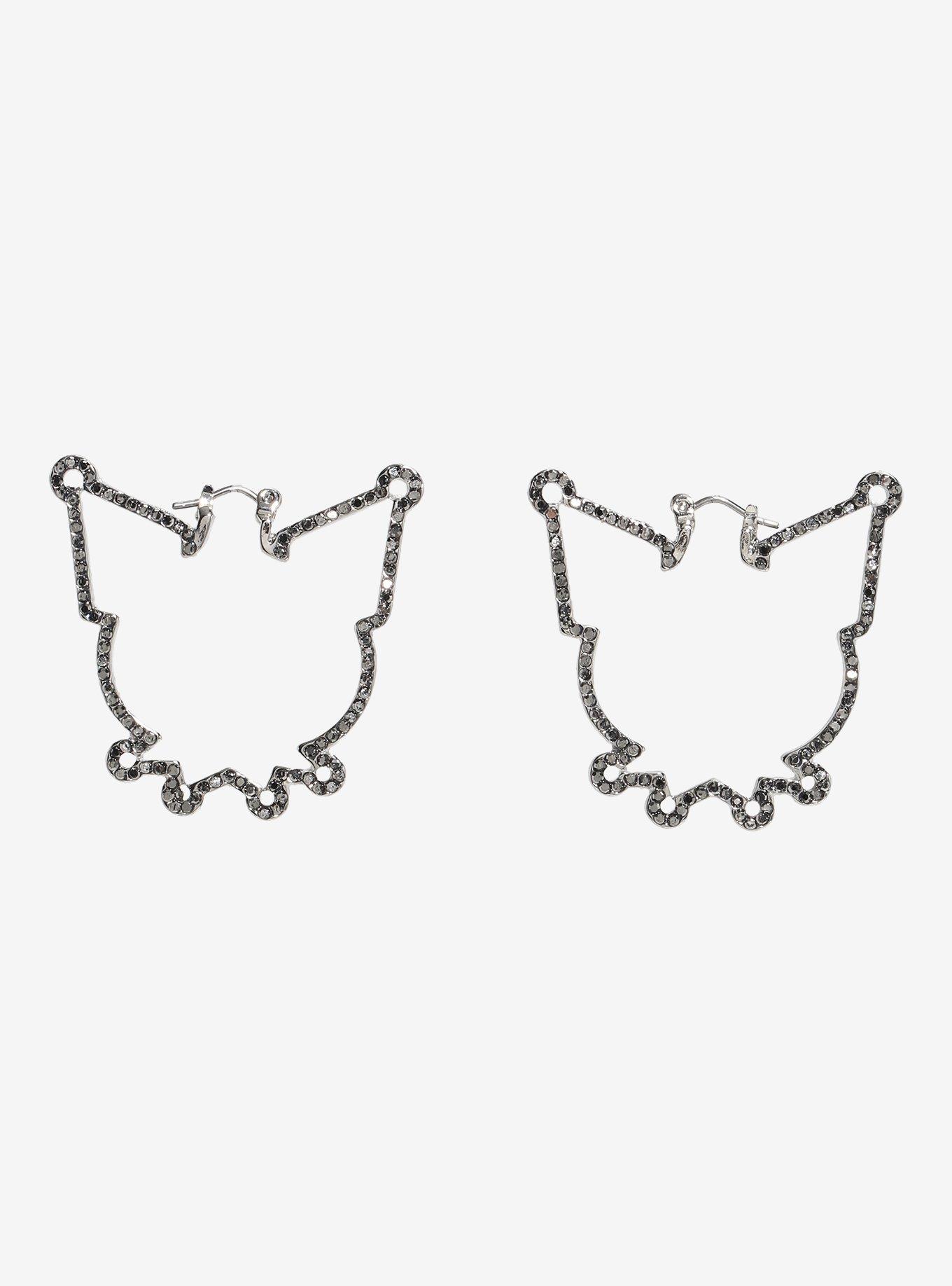 Kuromi Outline Bling Hoop Earrings, , hi-res