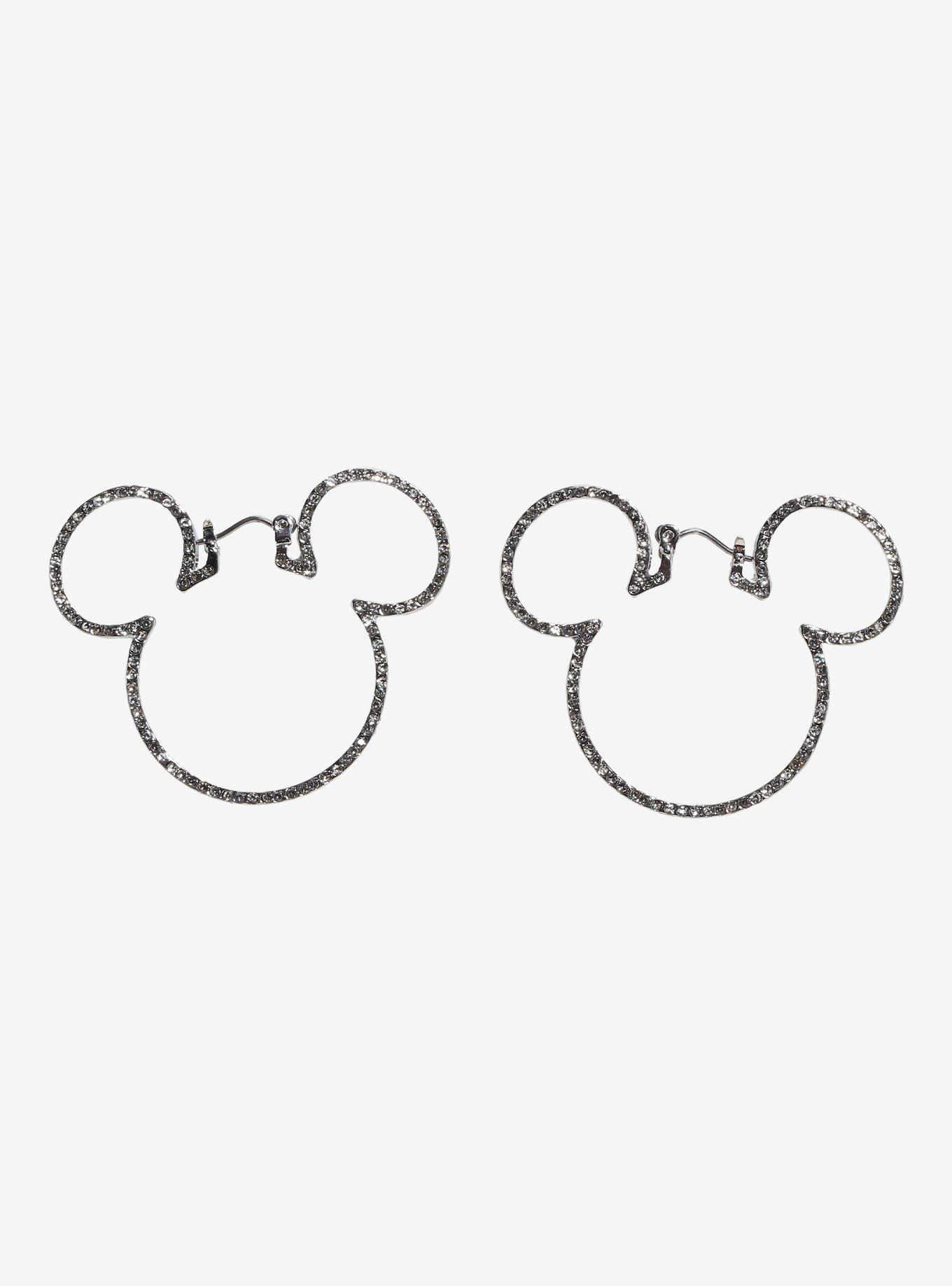 Disney Mickey Mouse Outline Bling Hoop Earrings, , hi-res