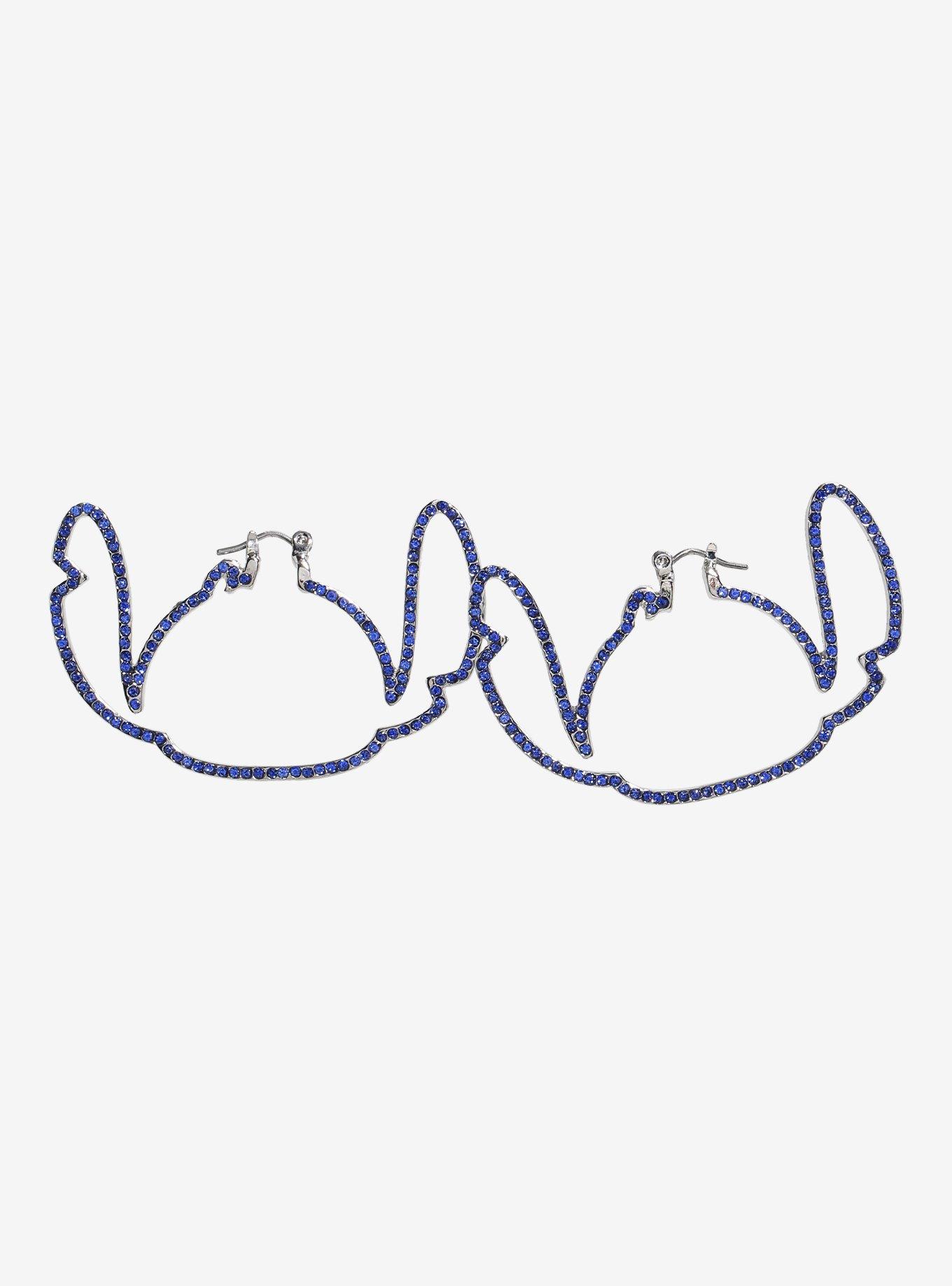 Disney Stitch Outline Bling Hoop Earrings, , alternate