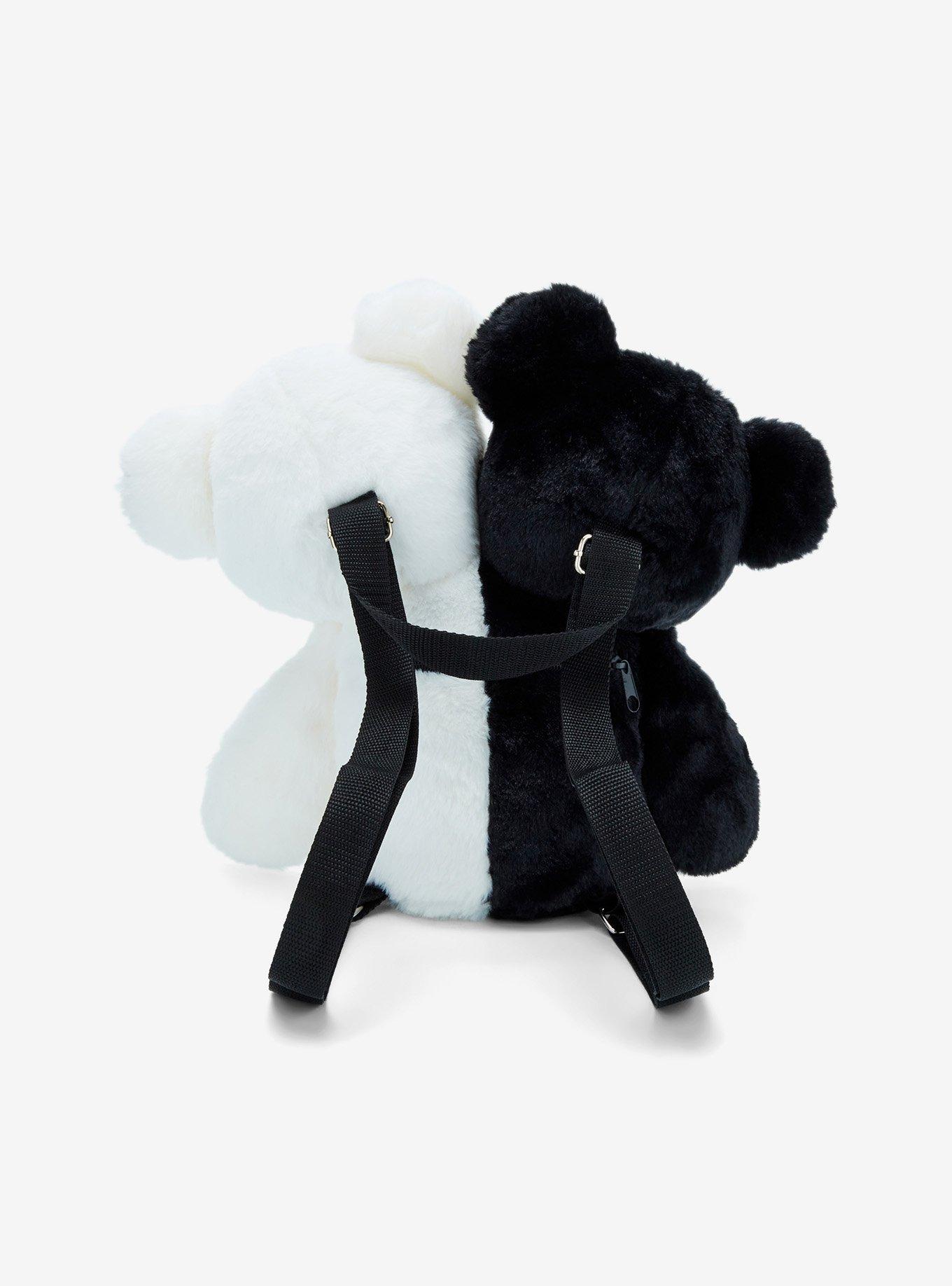 Black & White Double-Headed Bear Plush Mini Backpack, , alternate
