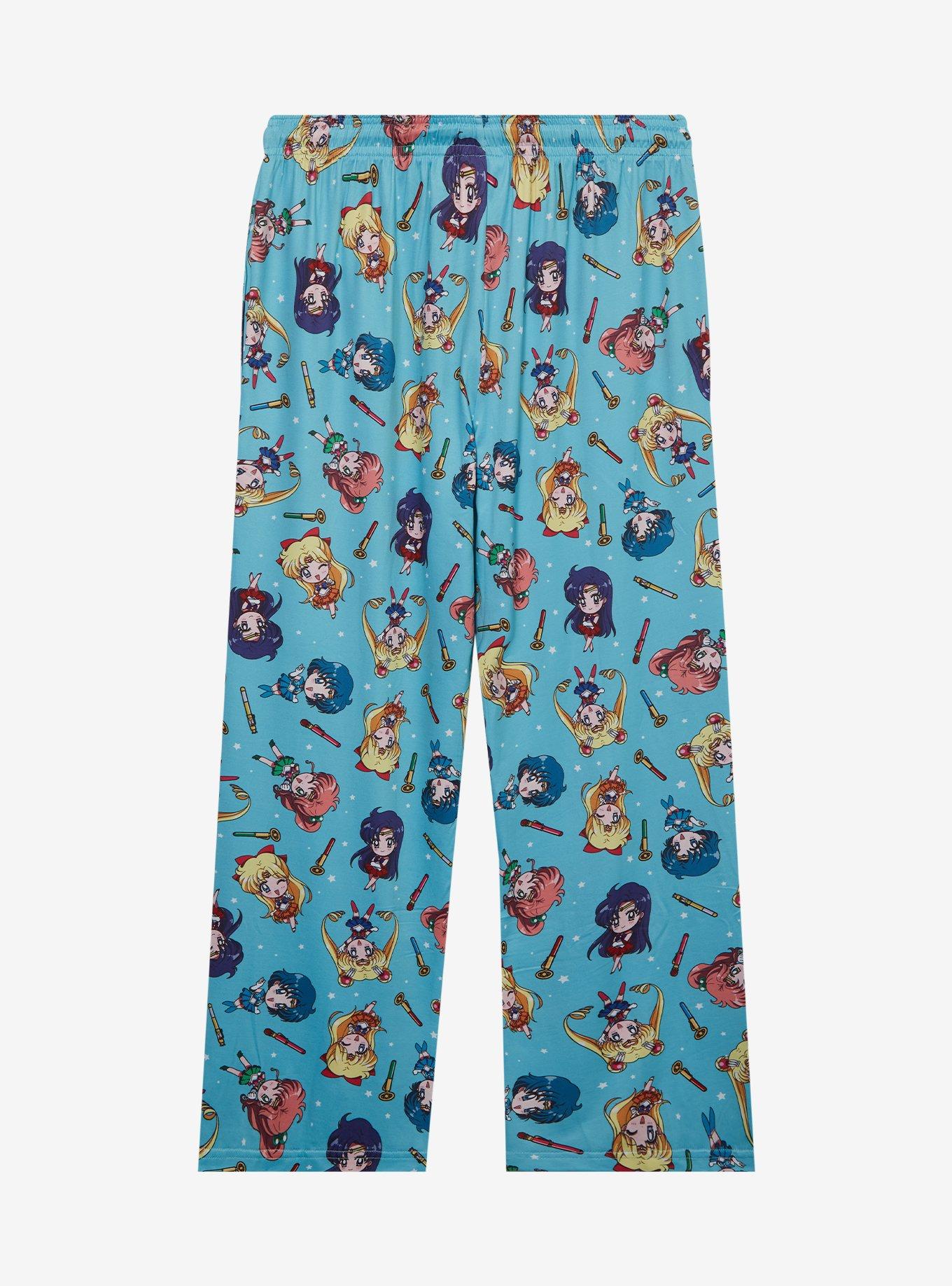 Sailor Moon Chibi Allover Print Women's Plus Size Sleep Pants, BABY BLUE, alternate