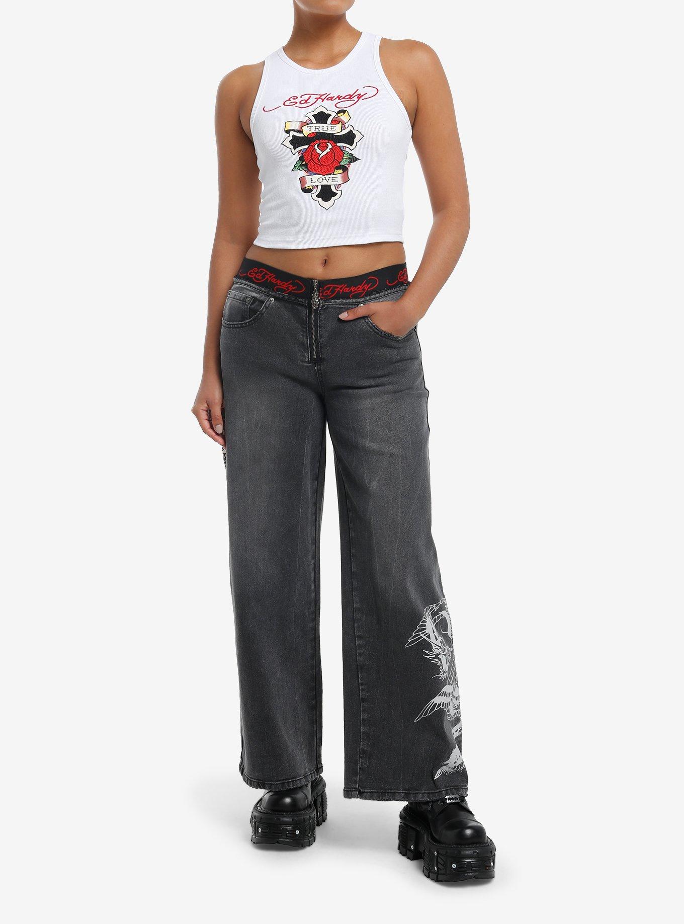 Ed Hardy True Love Rhinestone Girls Tank Top, RED, alternate