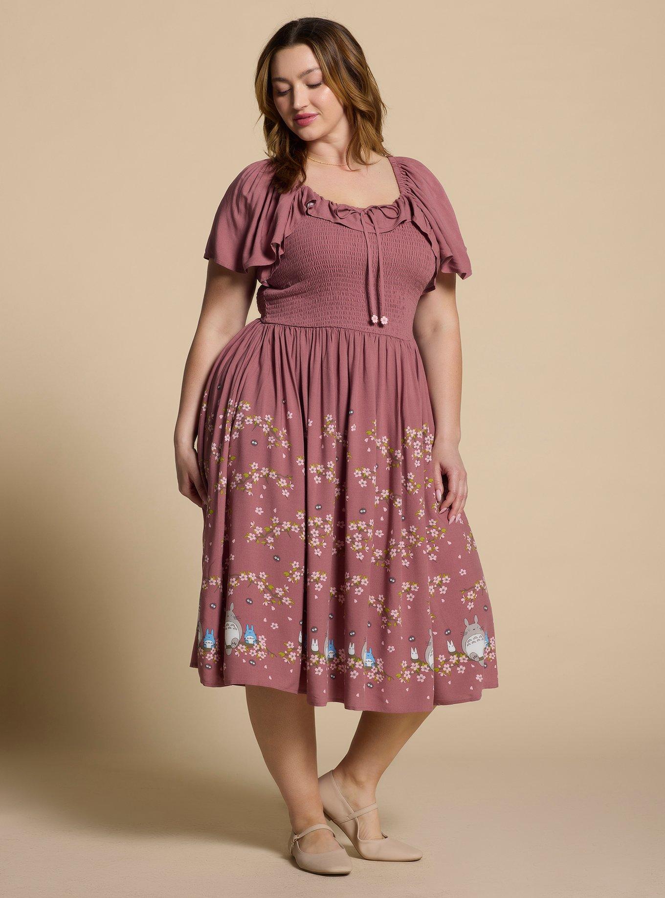 Her Universe Studio Ghibli® My Neighbor Totoro Cherry Blossom Plus Size Midi Dress — BoxLunch Exclusive, , hi-res