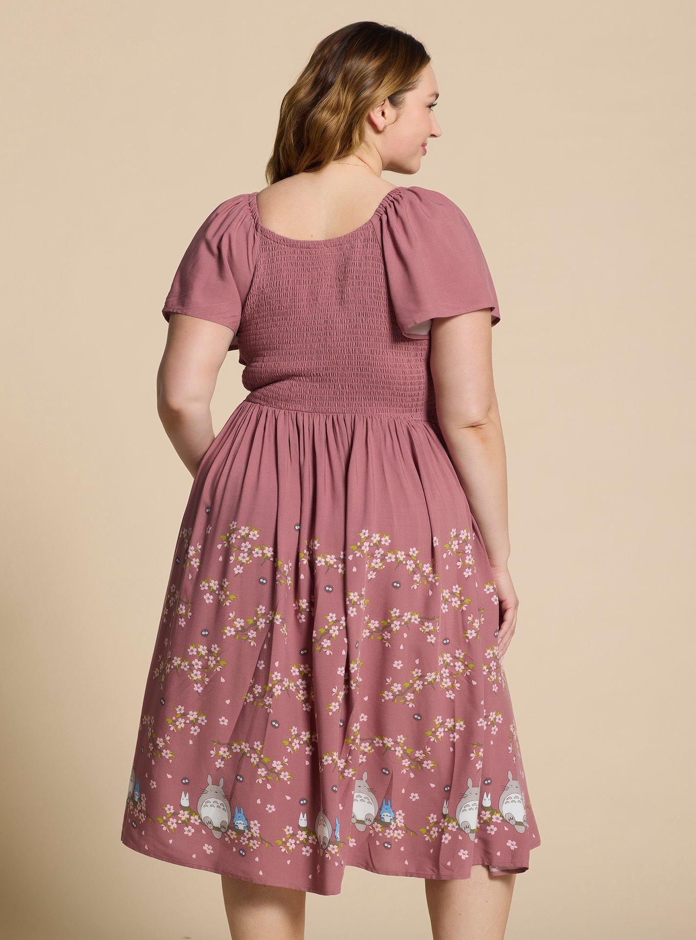 Her Universe Studio Ghibli® My Neighbor Totoro Cherry Blossom Plus Size Midi Dress — BoxLunch Exclusive, MAUVE, alternate