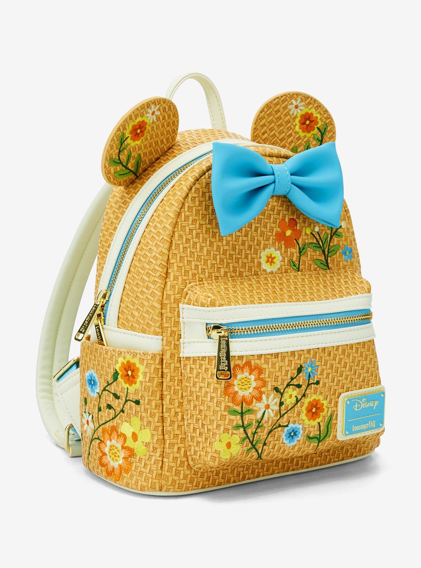 Loungefly Disney Minnie Mouse Raffia Floral Ears Mini Backpack - BoxLunch Exclusive, , hi-res