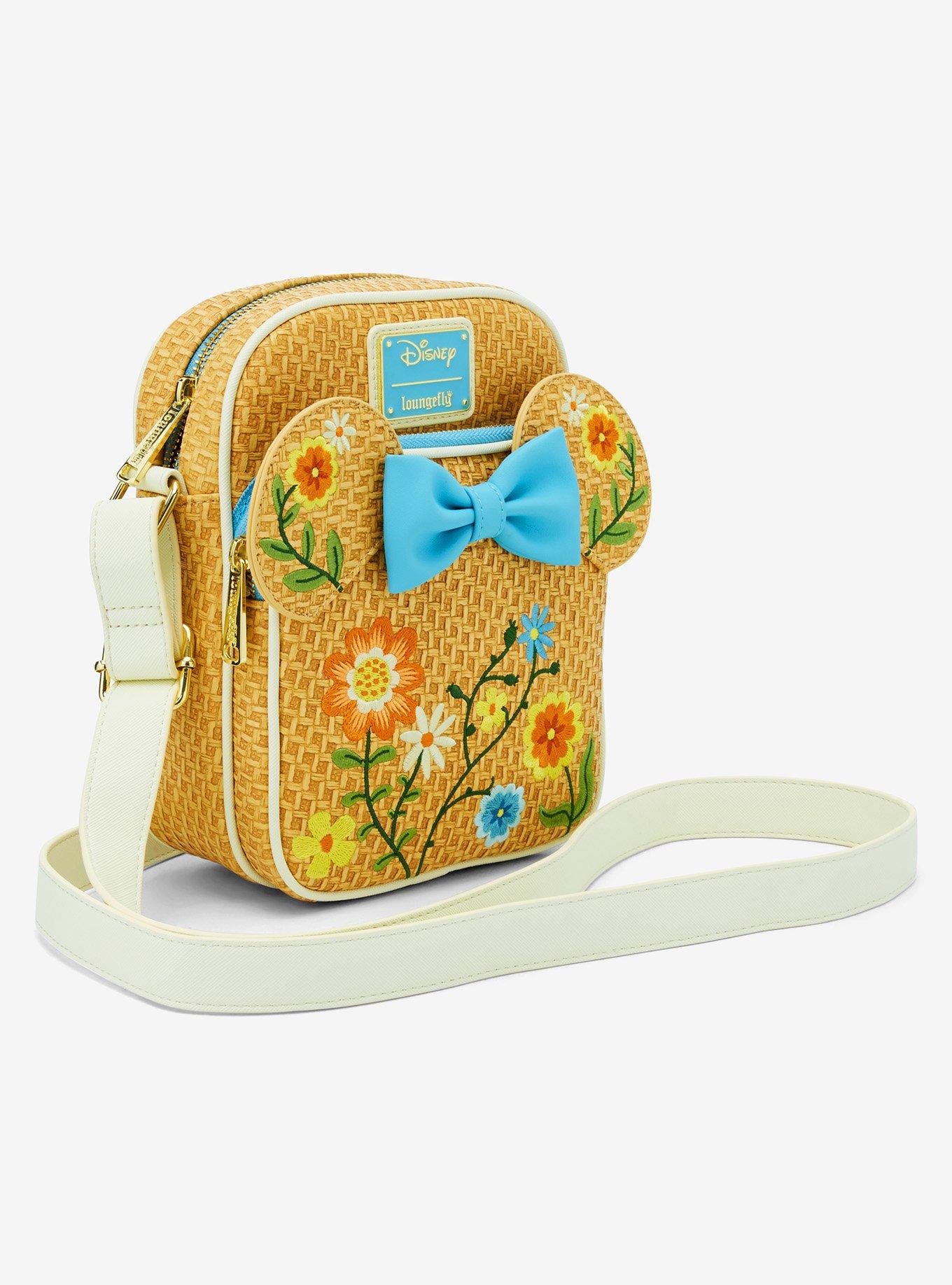 Loungefly Disney Minnie Mouse Raffia Floral Ears Crossbody Bag - BoxLunch Exclusive, , hi-res