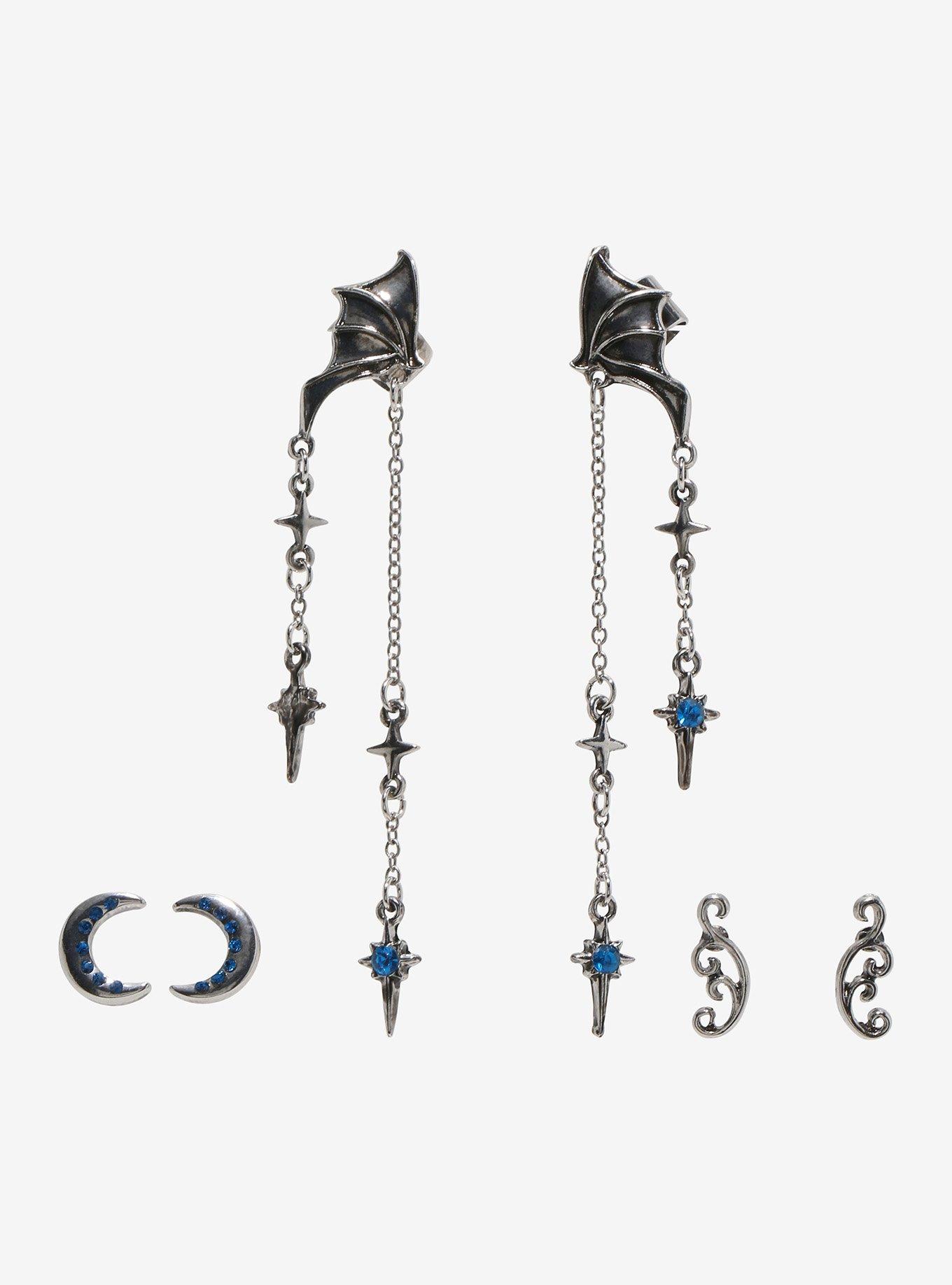 Thorn & Fable Bat Wing Cuff Earring Set, , hi-res
