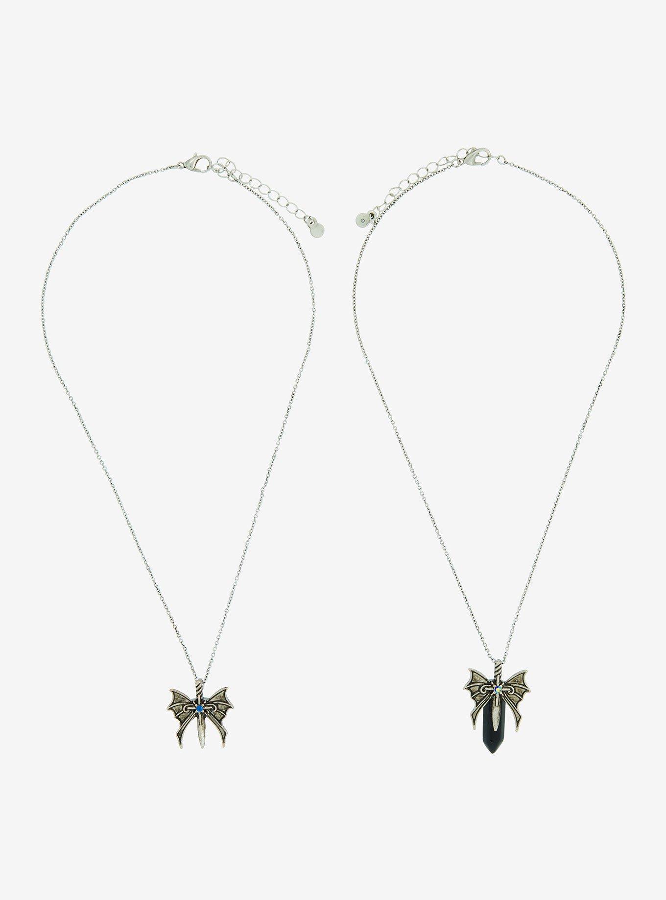 Thorn & Fable Bat Wing Crystal Best Friend Necklace Set, , hi-res