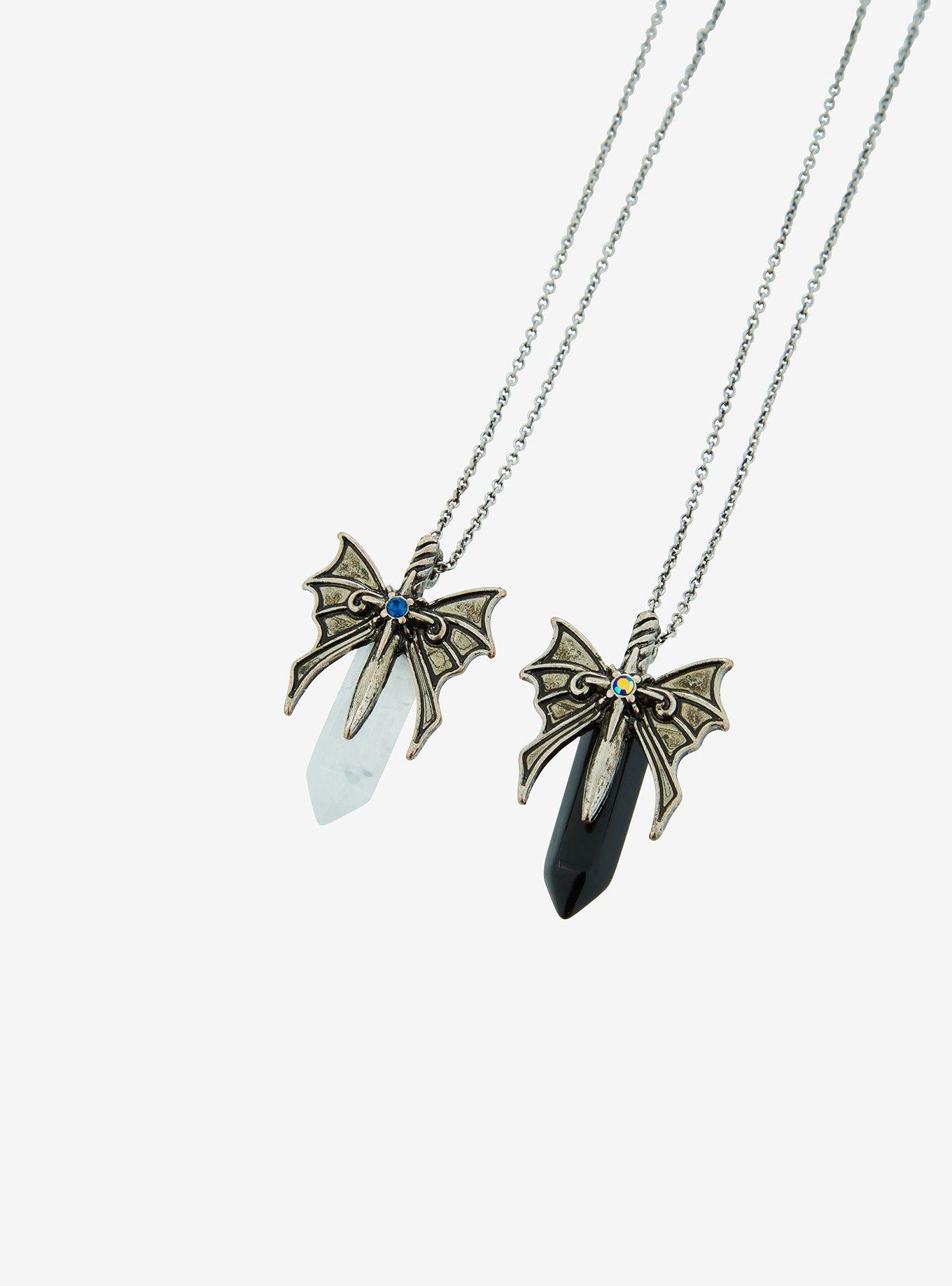 Thorn & Fable Bat Wing Crystal Best Friend Necklace Set, , alternate