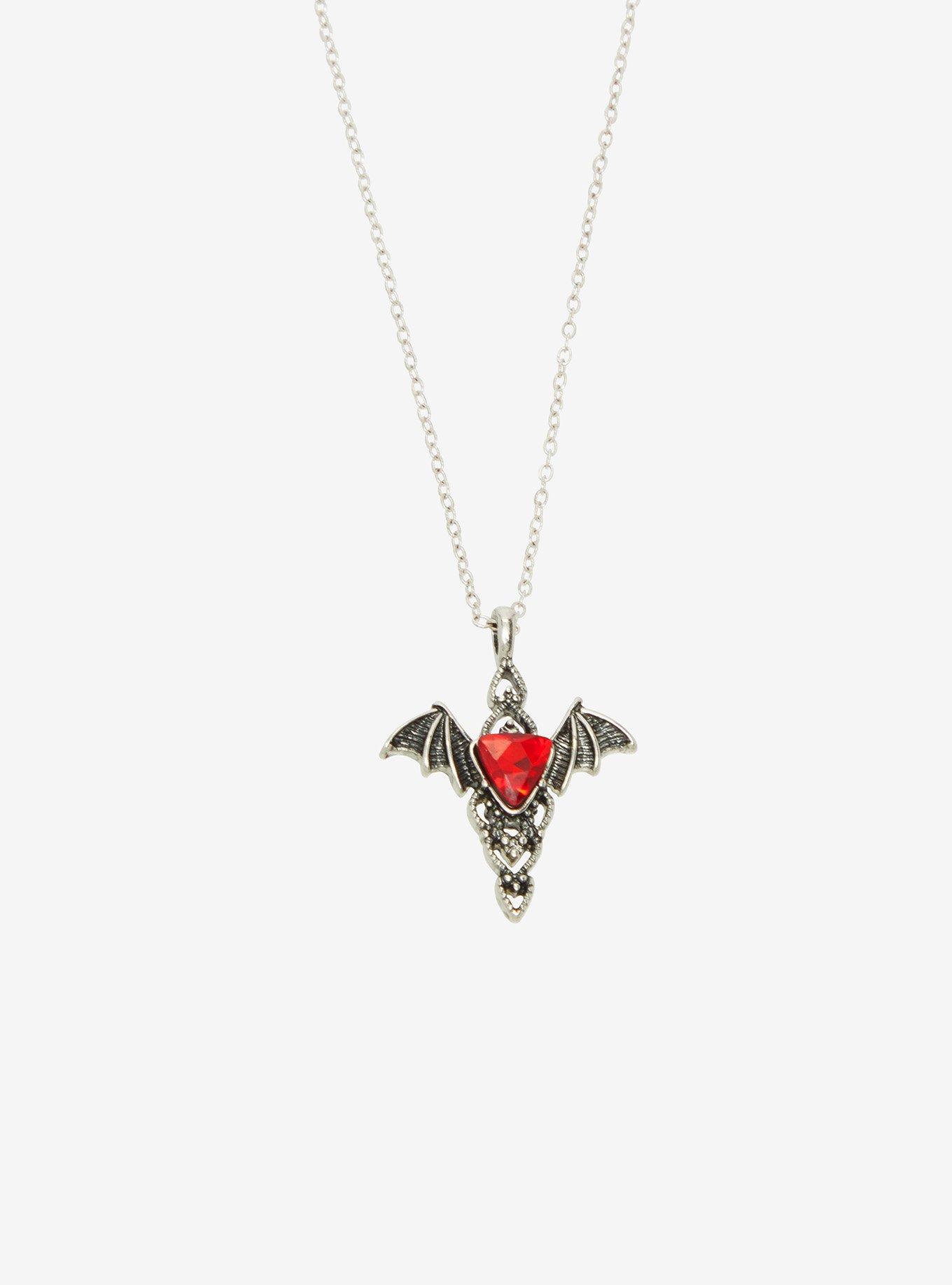 Cosmic Aura Bat Gem Cross Lariat Necklace Set, , alternate