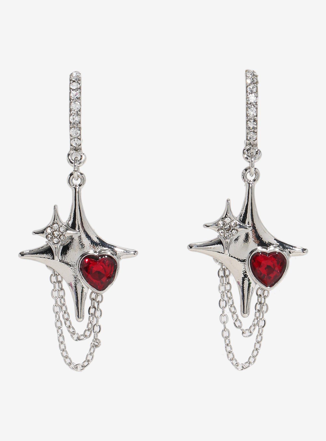 Social Collision Star Heart Drop Earrings, , hi-res
