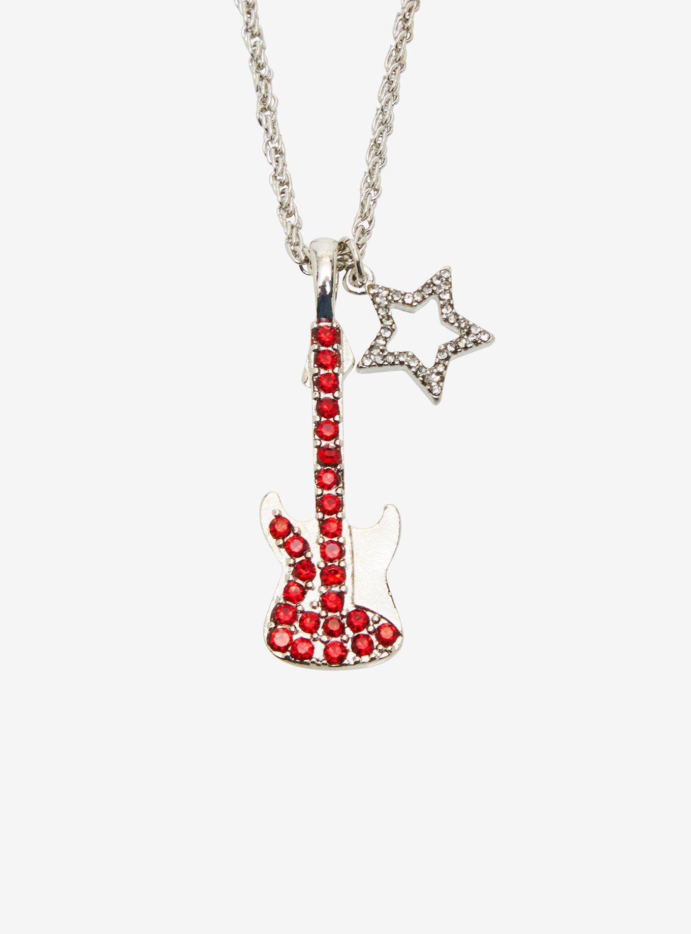 Social Collision Bling Guitar Best Friend Necklace Set, , alternate
