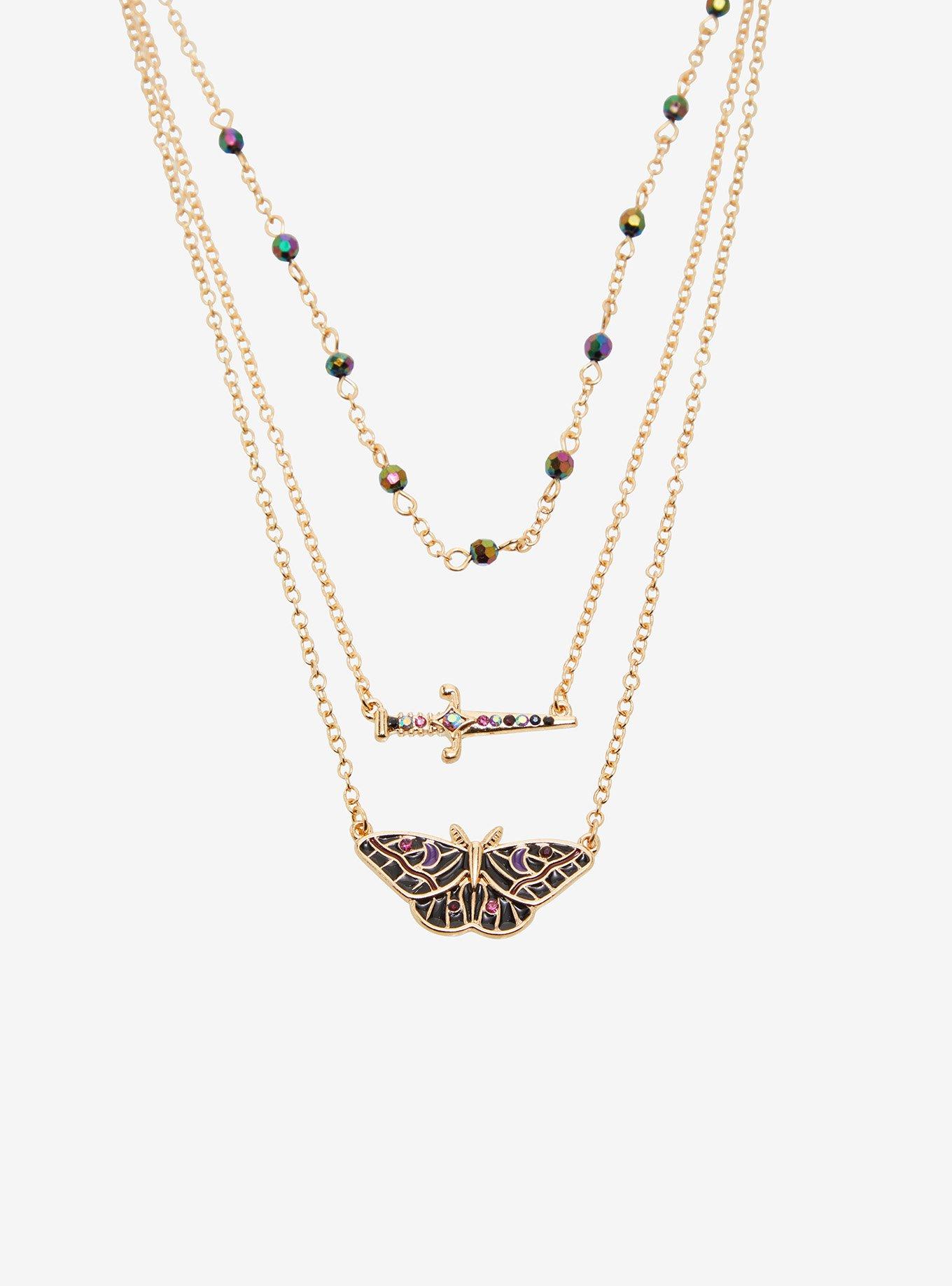 Thorn & Fable Moth Dagger Gem Necklace Set, , alternate