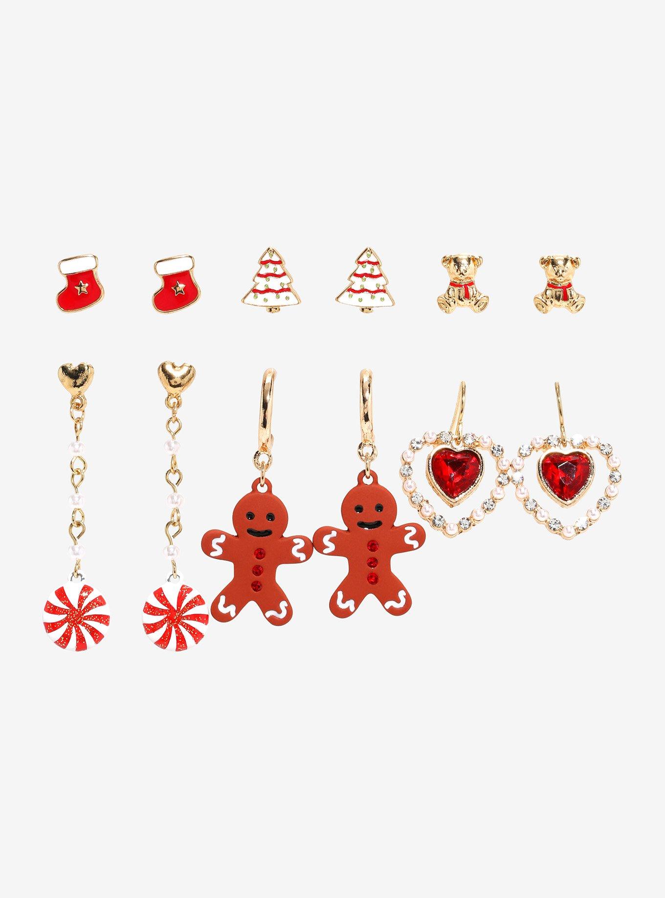 Sweet Society Gingerbread Heart Pearl Earring Set, , hi-res