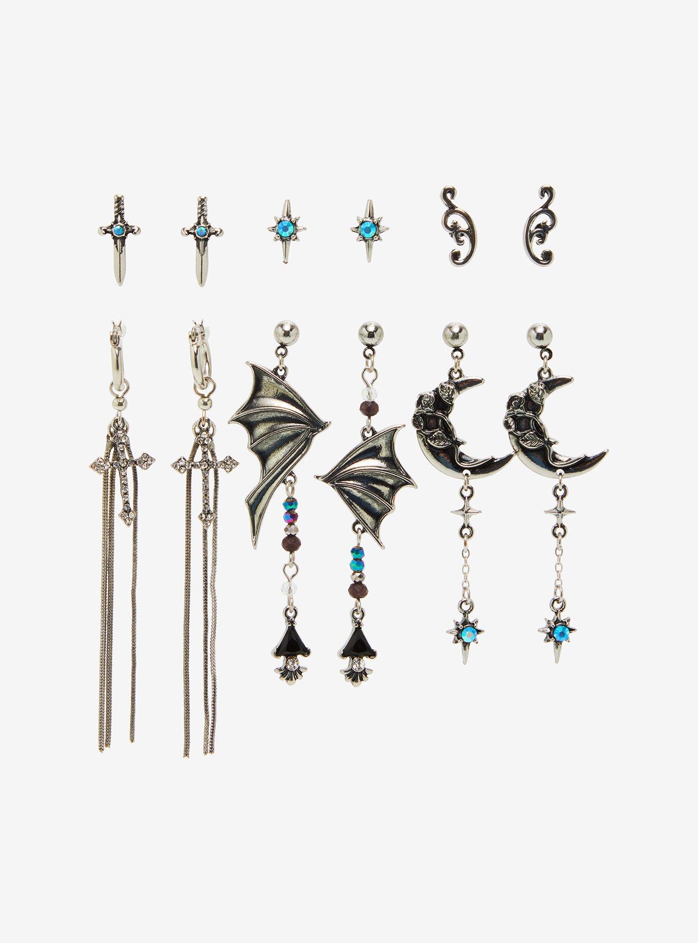 Thorn & Fable Bat Wing Dagger Earring Set, , hi-res