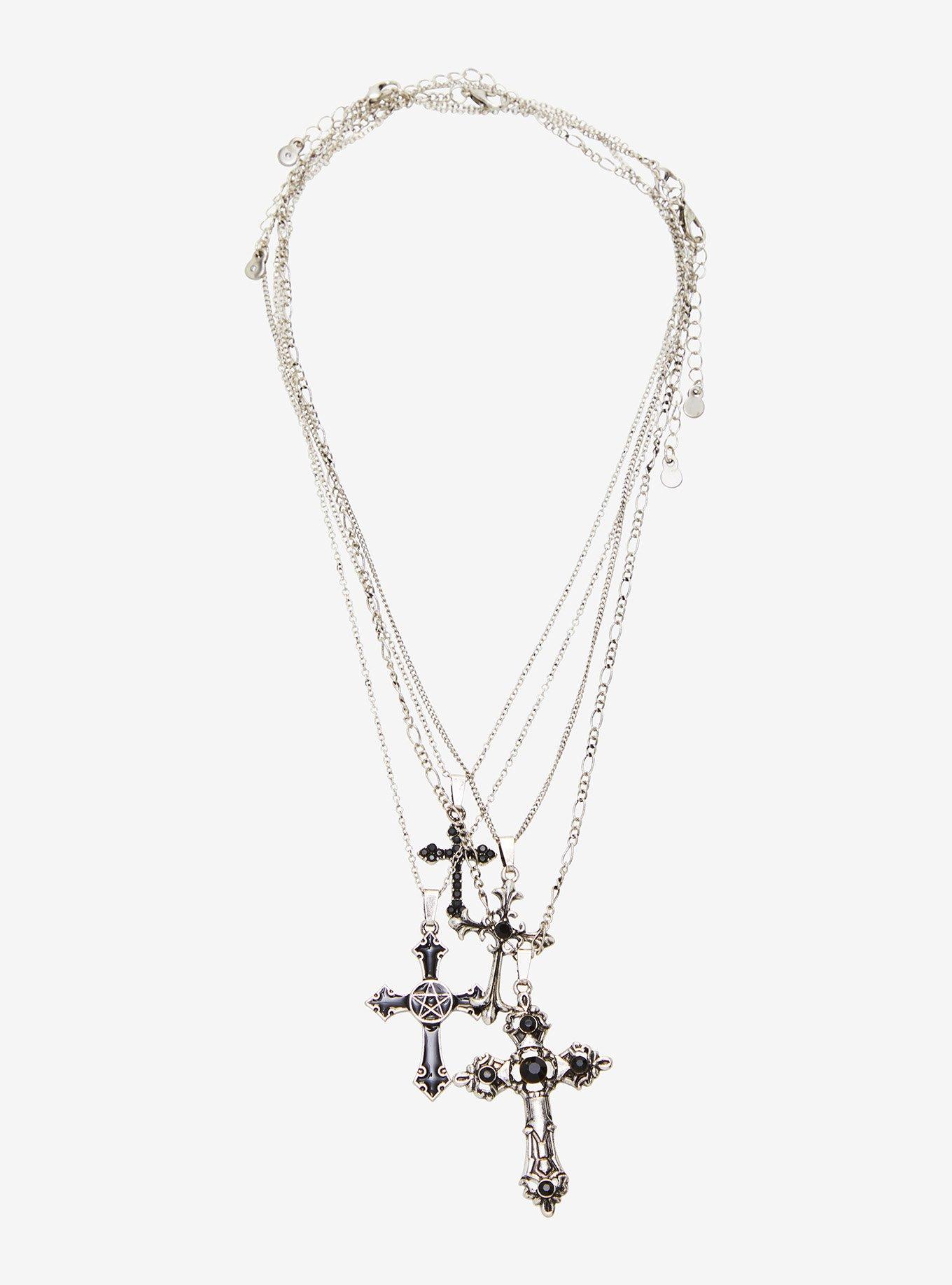 Social Collision Gothic Cross Pendant Necklace Set, , hi-res