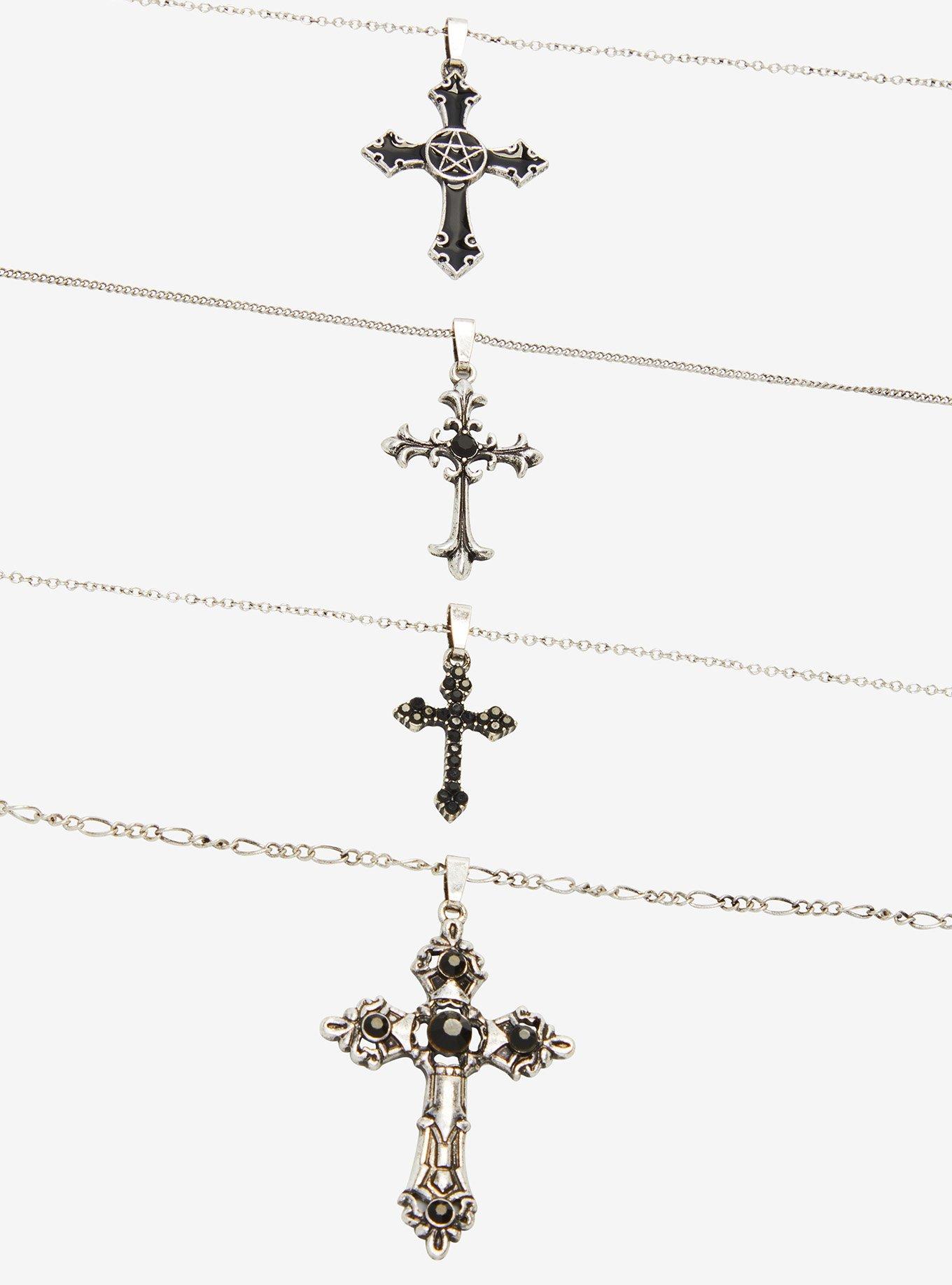 Social Collision Gothic Cross Pendant Necklace Set, , alternate