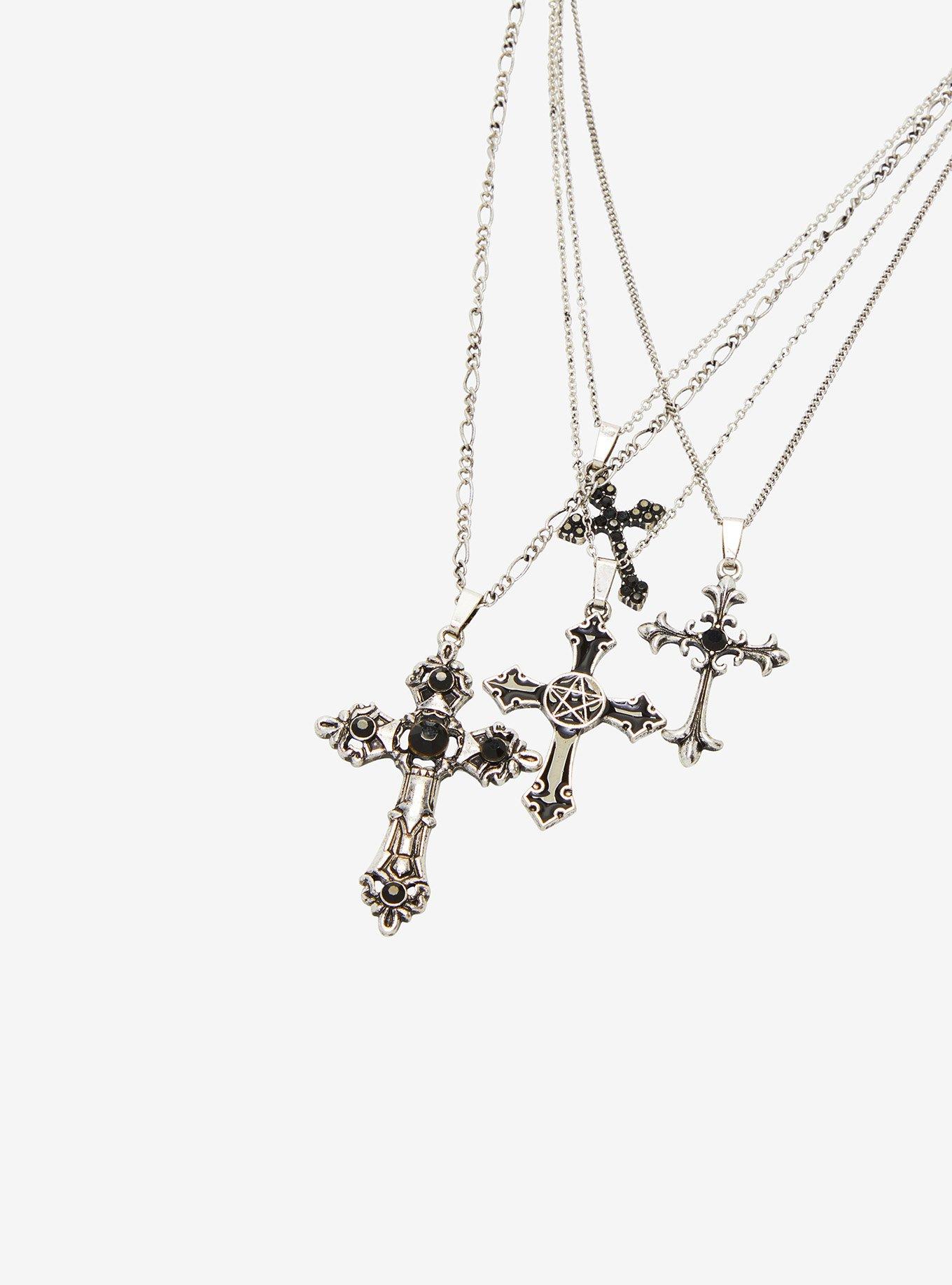 Social Collision Gothic Cross Pendant Necklace Set, , alternate