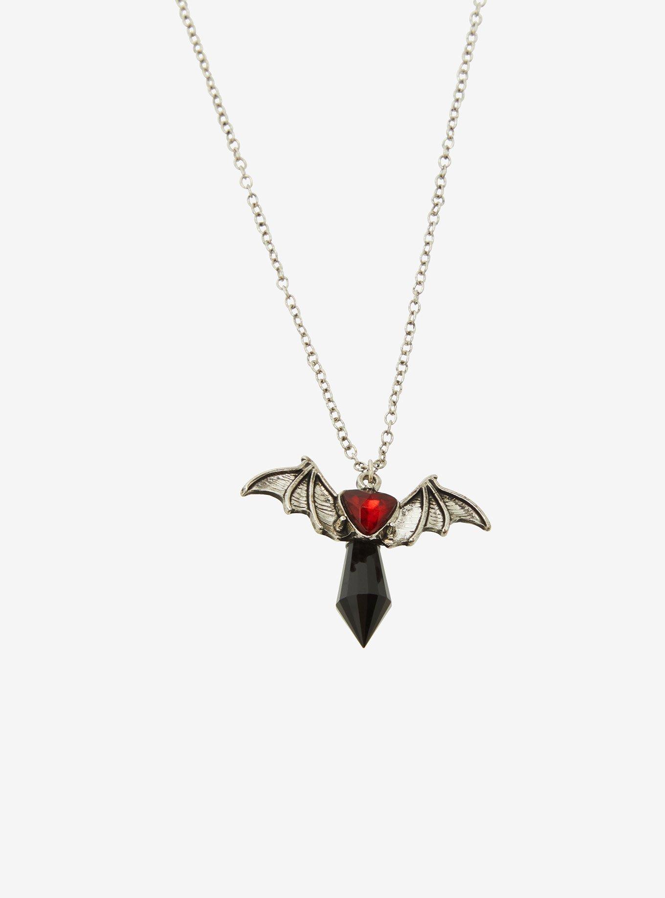 Cosmic Aura Crystal Bat Cross Necklace Set, , alternate