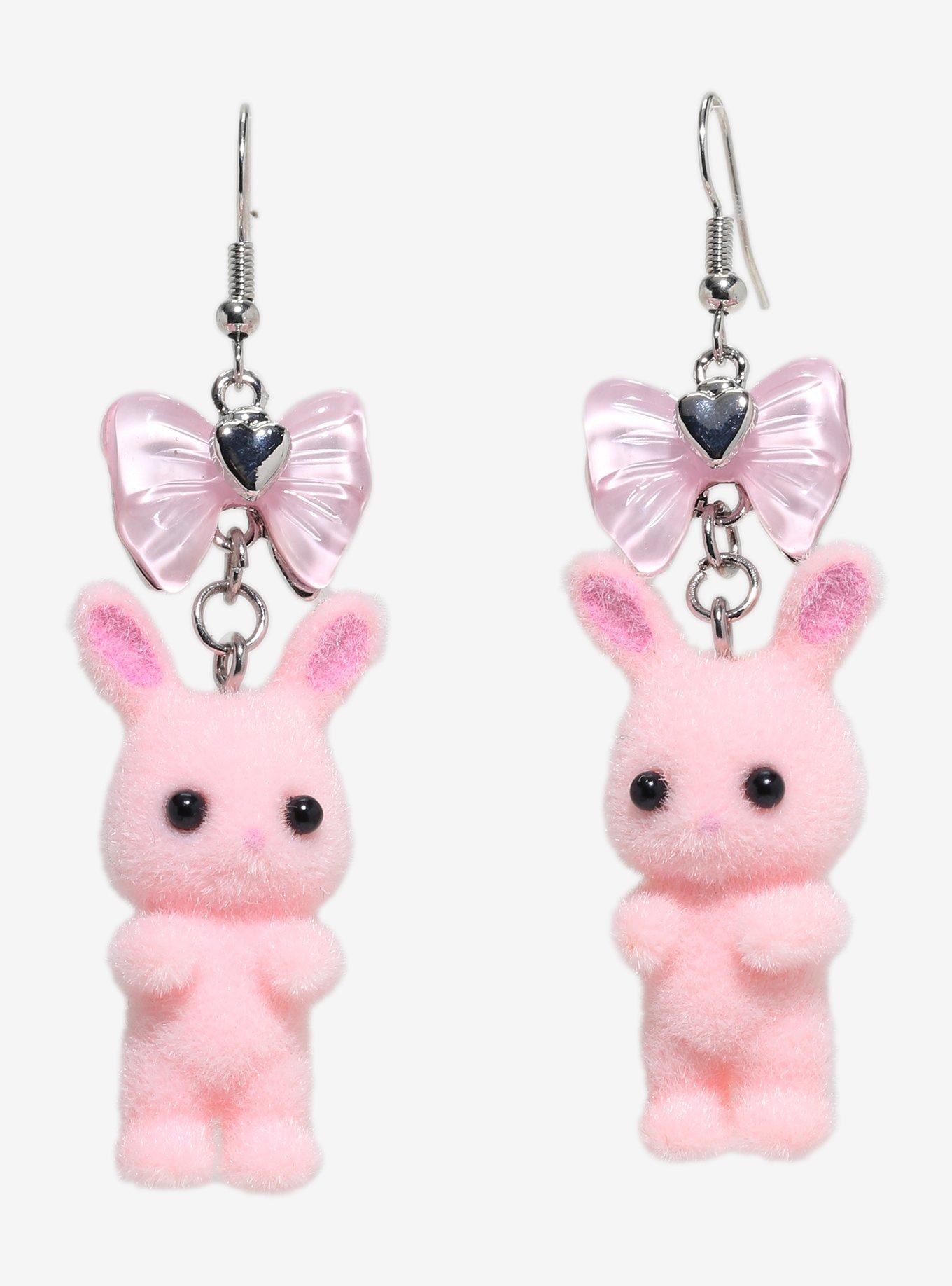 Sweet Society Pink Bunny Bow Drop Earrings, , hi-res